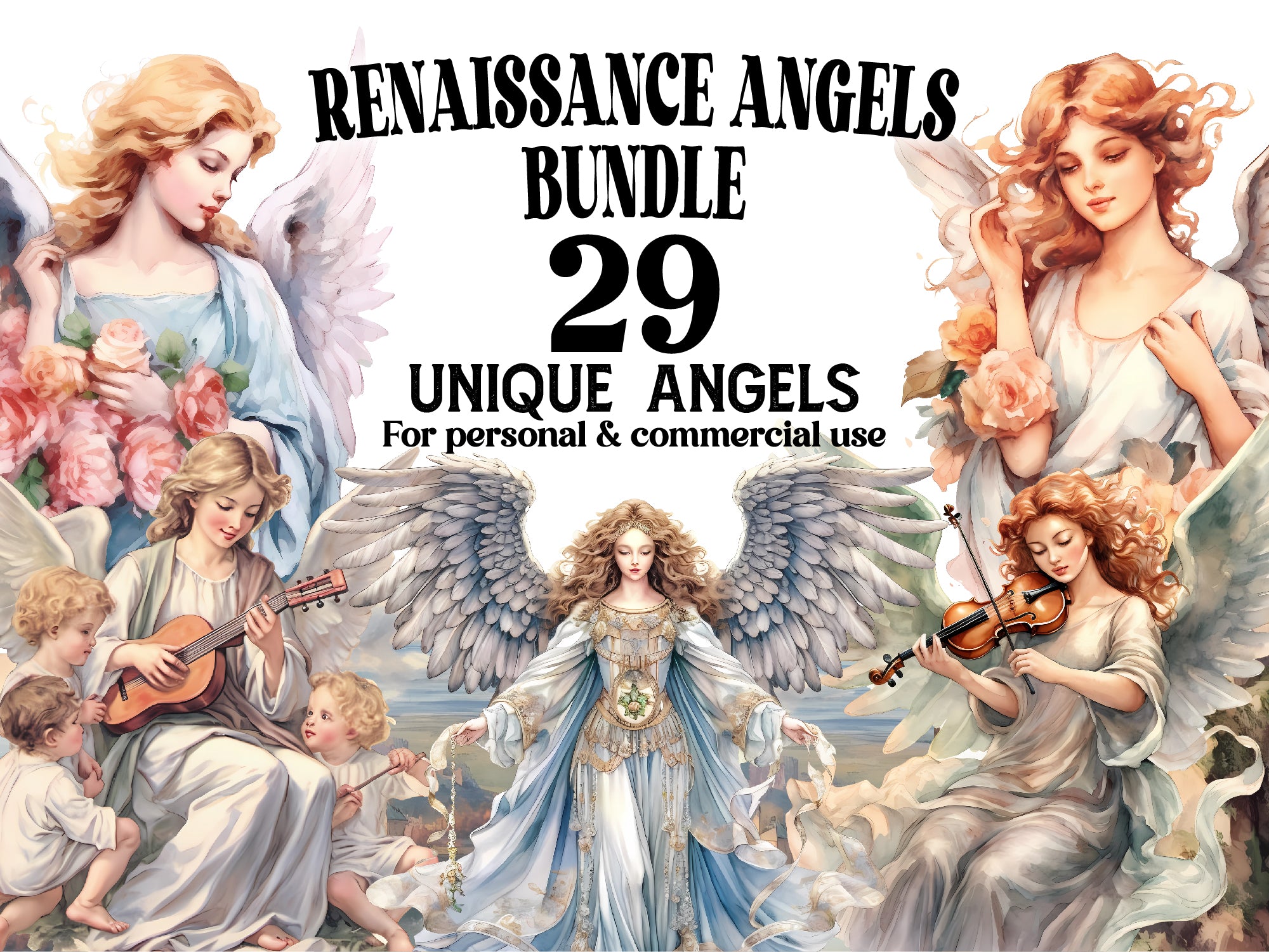 Renaissance Angels Clipart - CraftNest