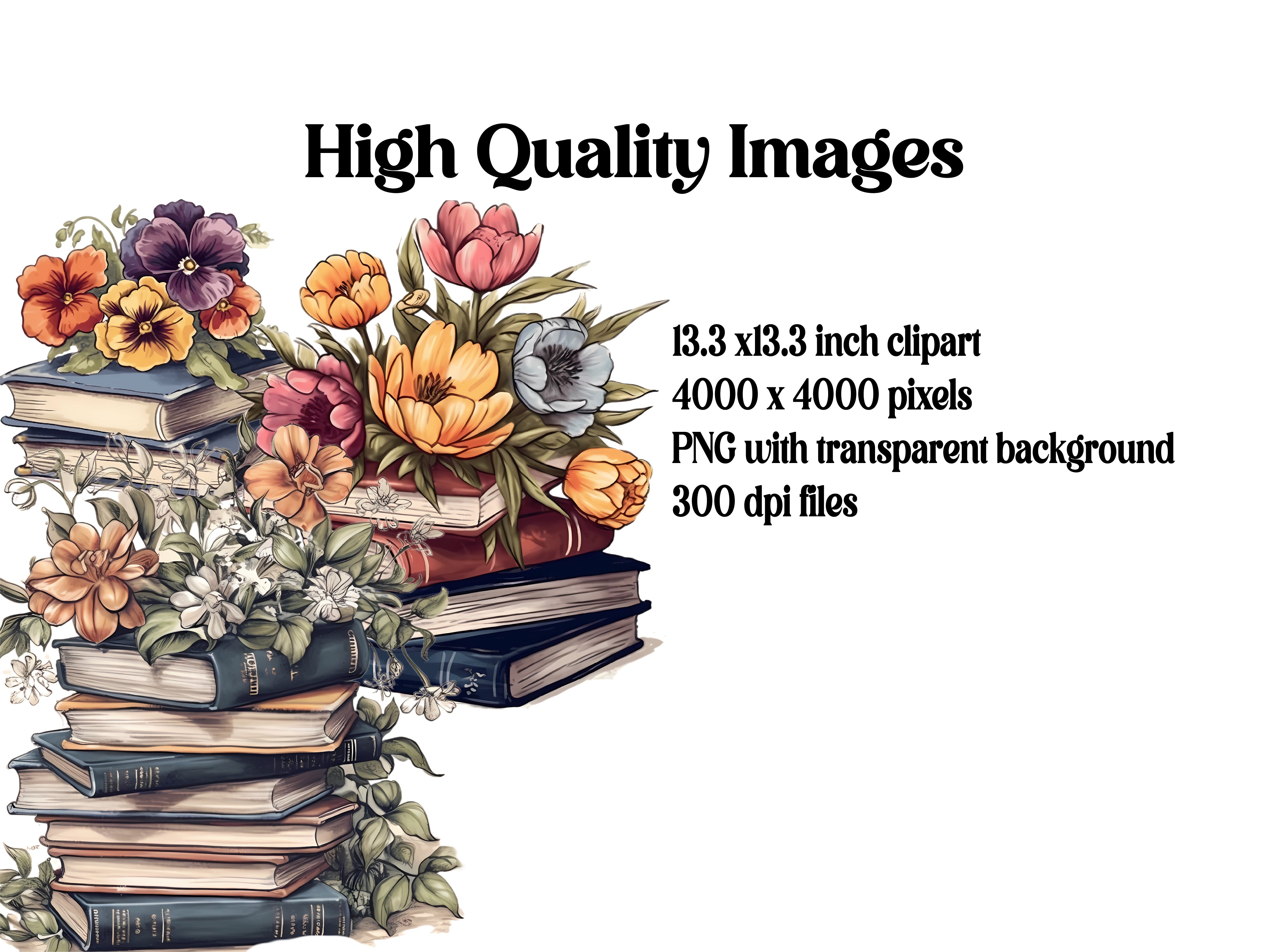 Flower Books Mega Bundle Clipart - CraftNest