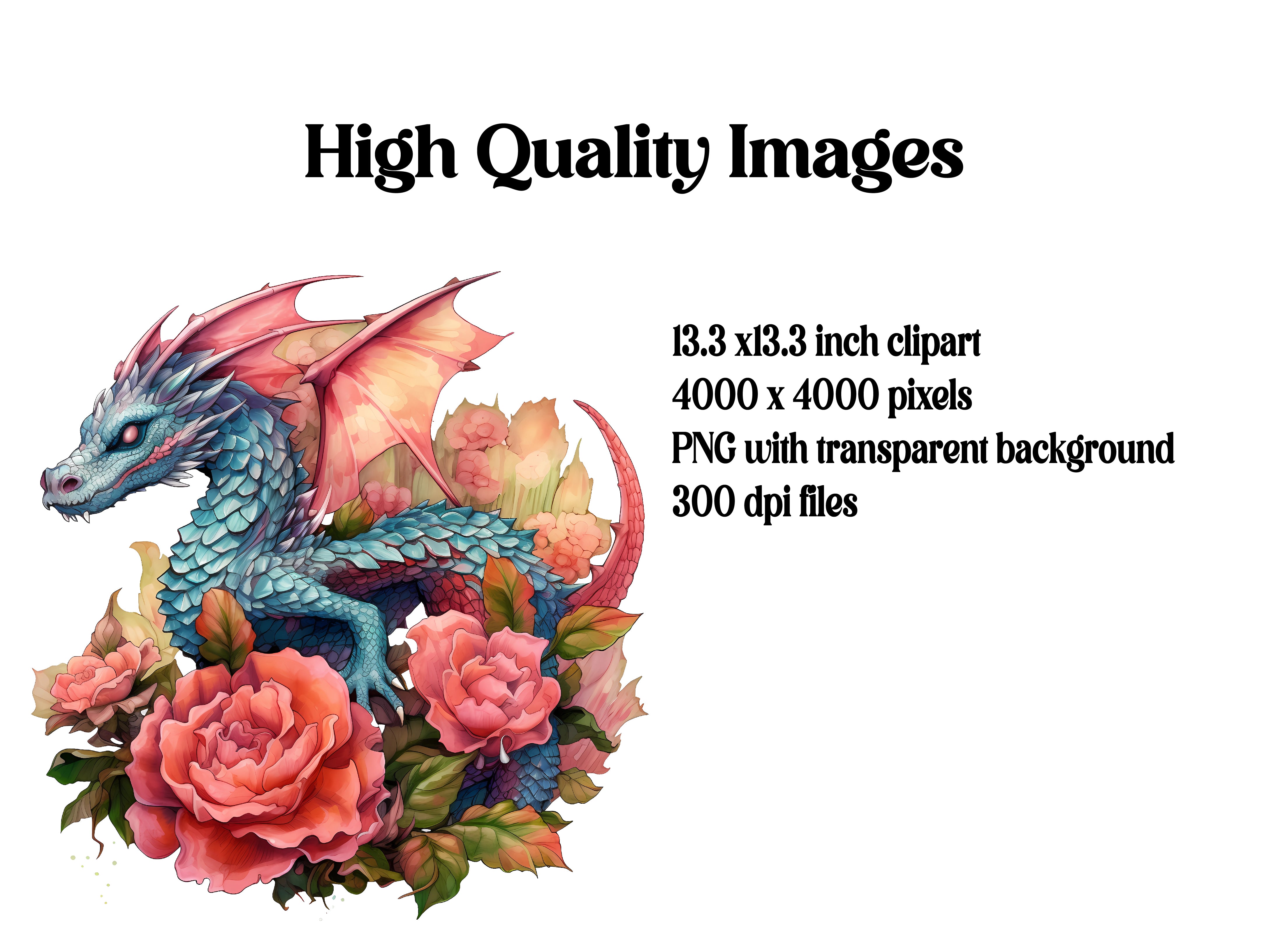 Floral Dragons Clipart - CraftNest