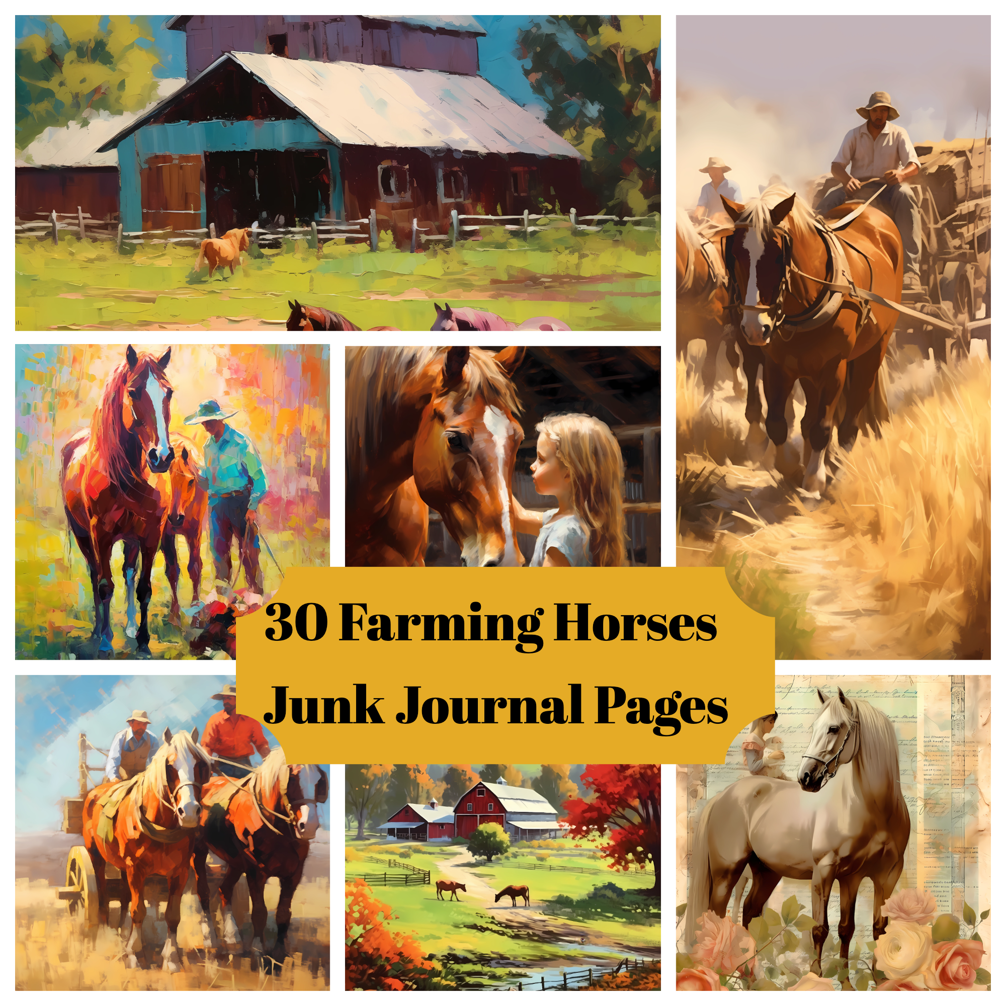 Farming Horses Junk Journal Pages - CraftNest