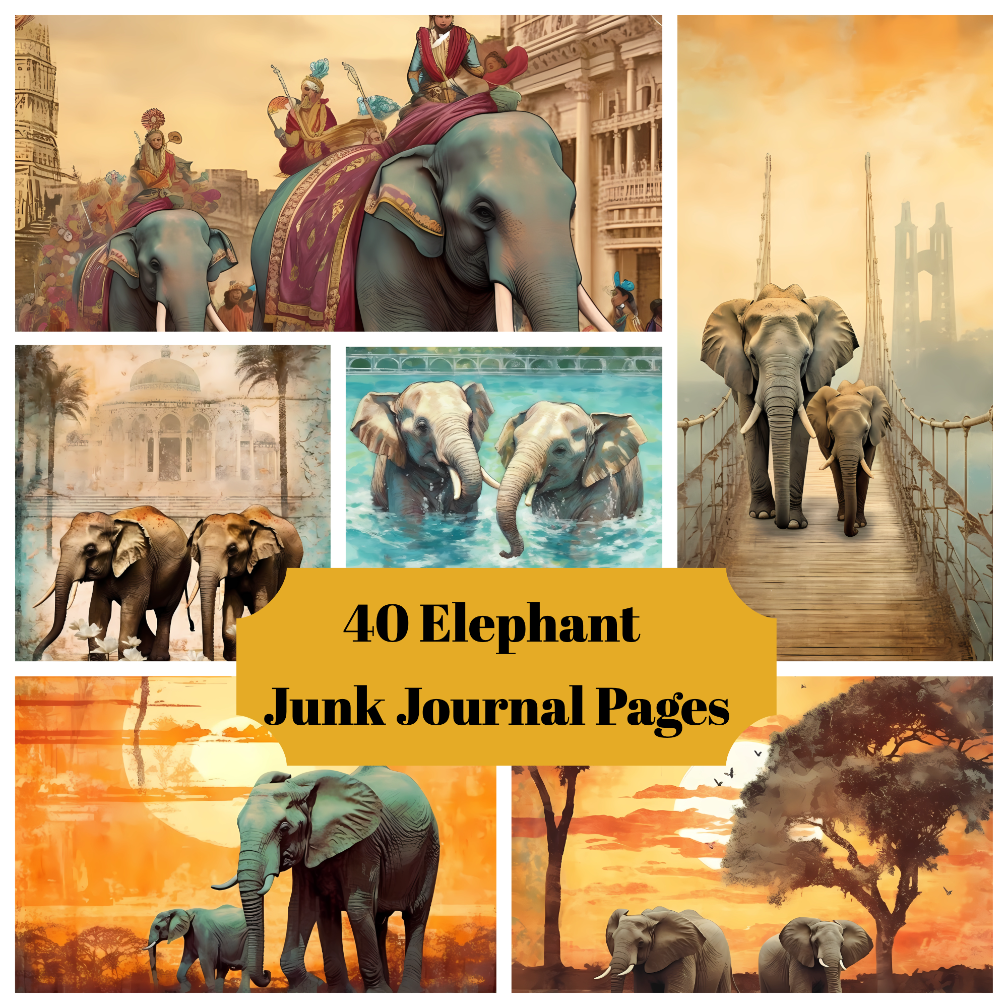 Elephants Junk Journal Pages - CraftNest
