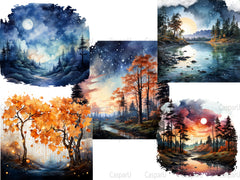 Starry Fall Nights Clipart - CraftNest