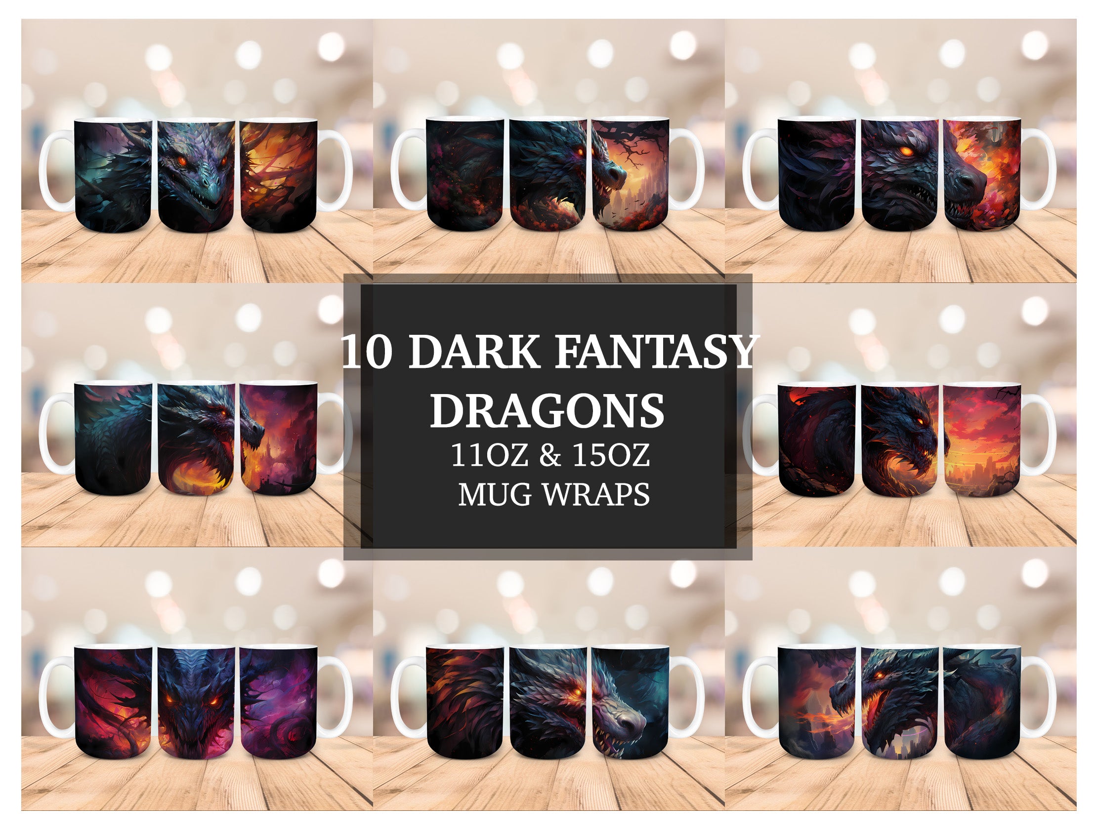 Dark Fanatasy Dragons Mug Wrap - CraftNest