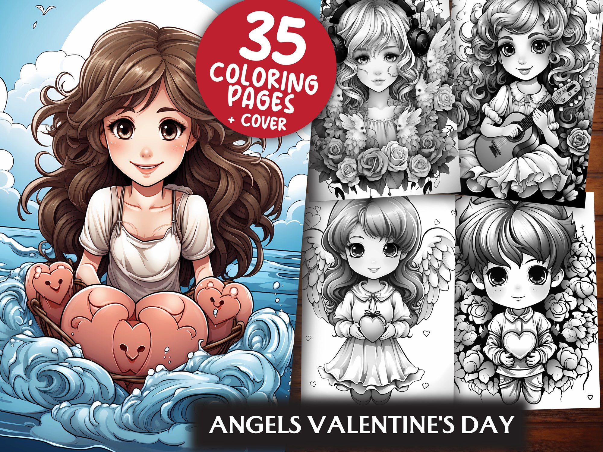 Angels Valentines Day Coloring Books - CraftNest