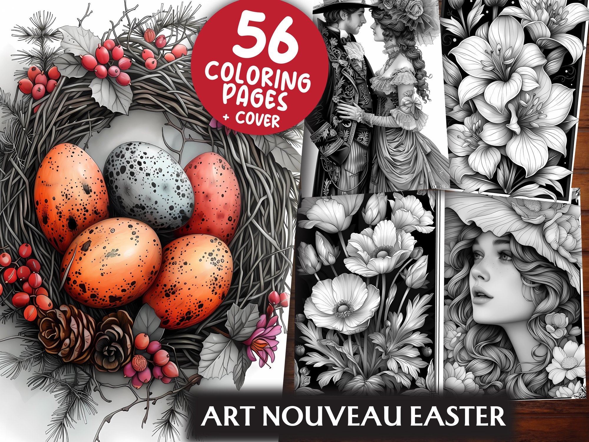 Art Nouveau Easter Coloring Books - CraftNest