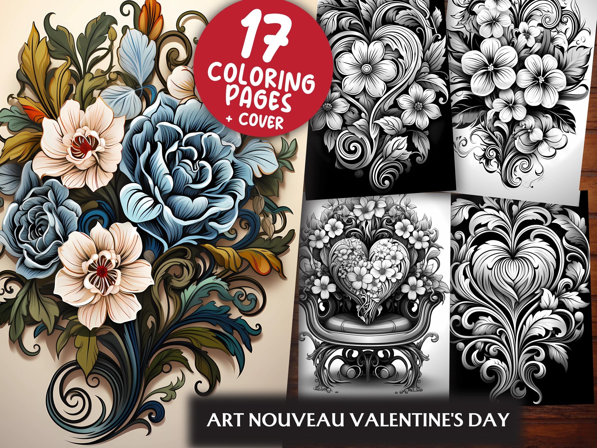 Art Nouveau Valentines Day Coloring Books - CraftNest