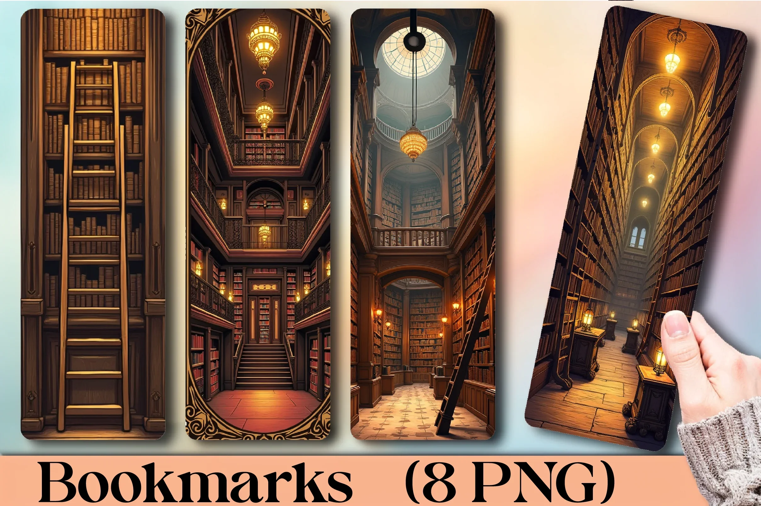 Ancient Library Interior Bookmark Journal