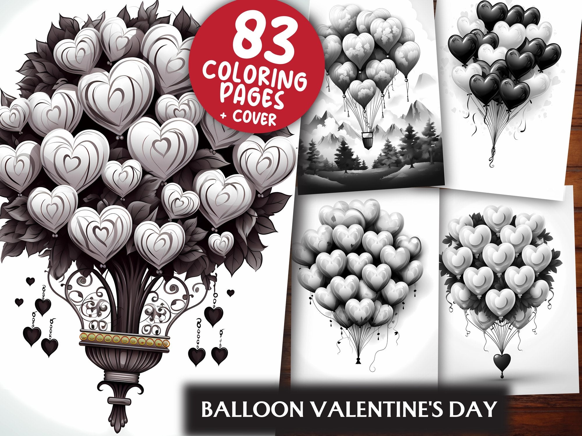 Balloon Valentines Day Coloring Books - CraftNest