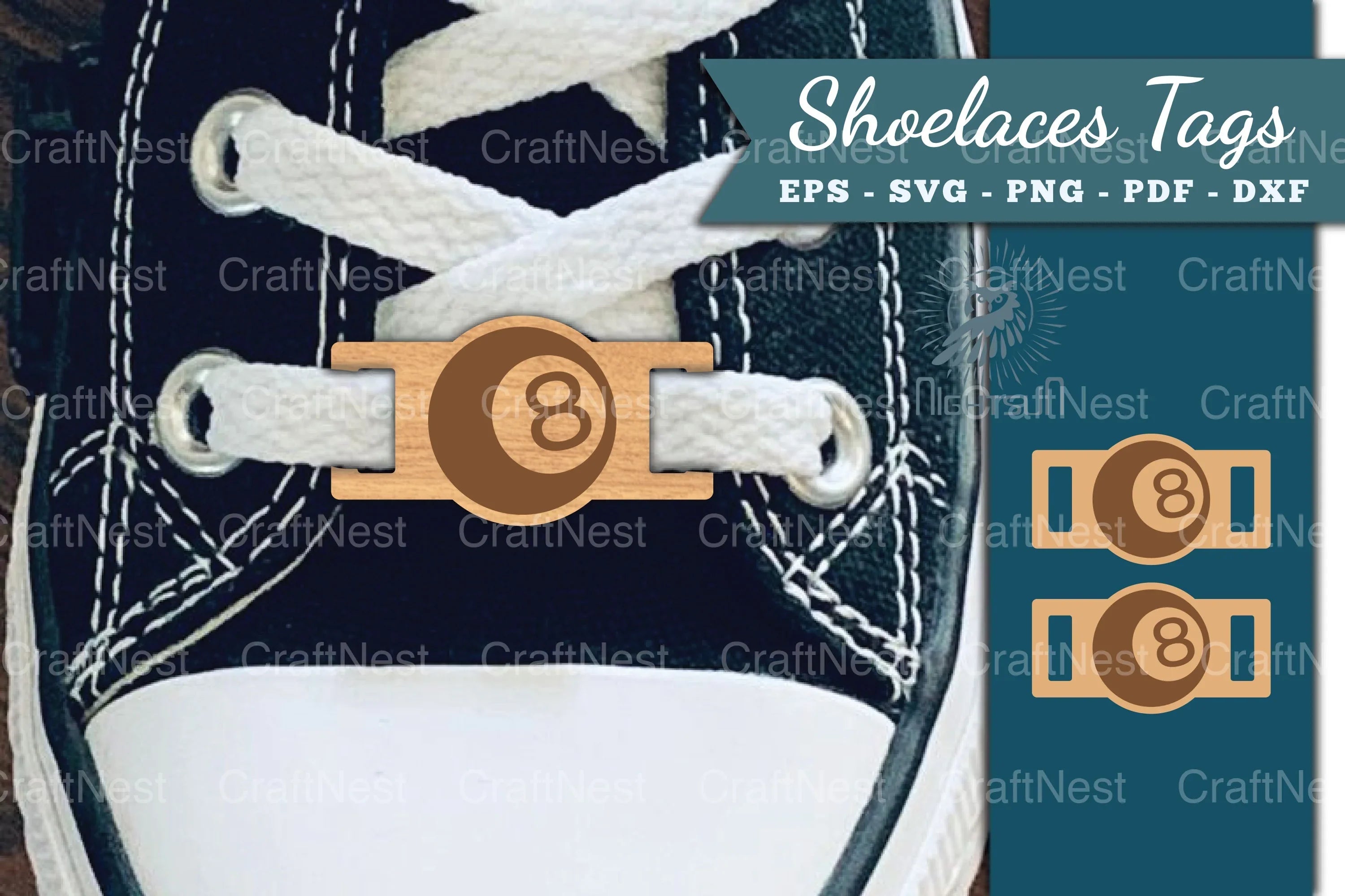 Billiards Ball Shoelaces Tags Laser Cut Clipart Bundle
