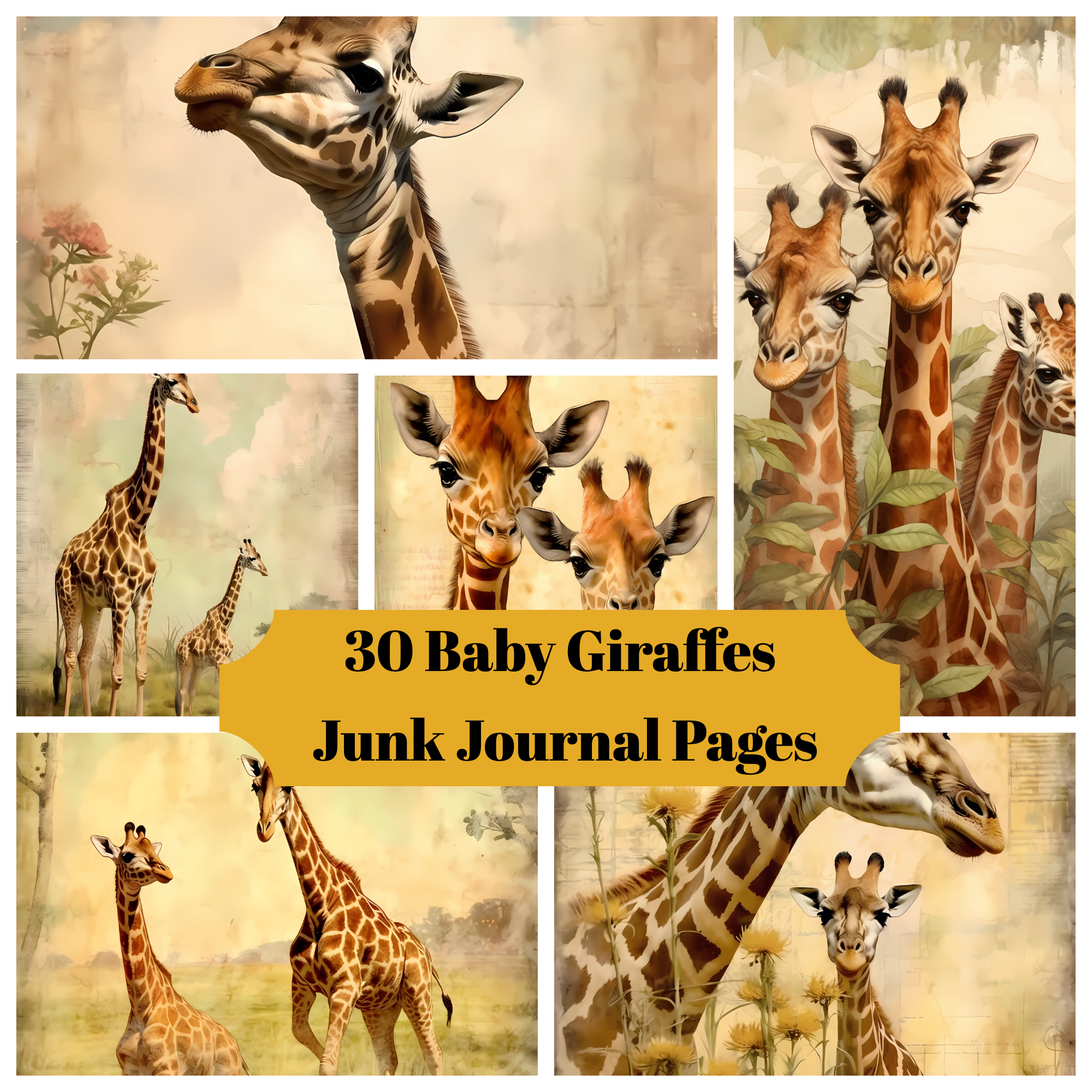 Baby Giraffe Junk Journal Pages - CraftNest