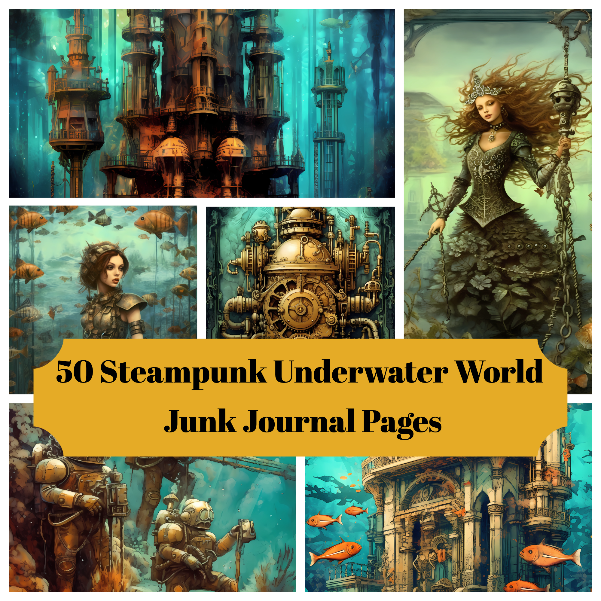 Steampunk Underwater World Junk Journal Pages - CraftNest