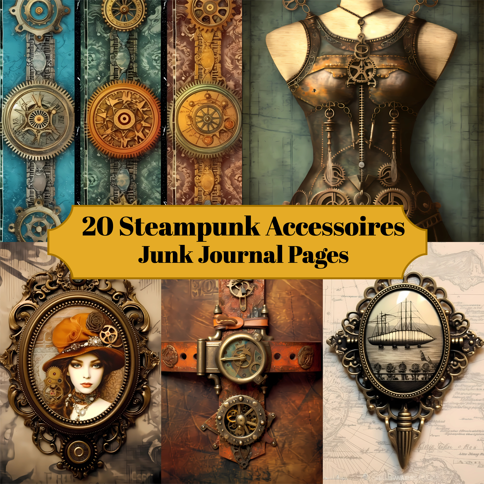 Steampunk Accessories Junk Journal Pages - CraftNest