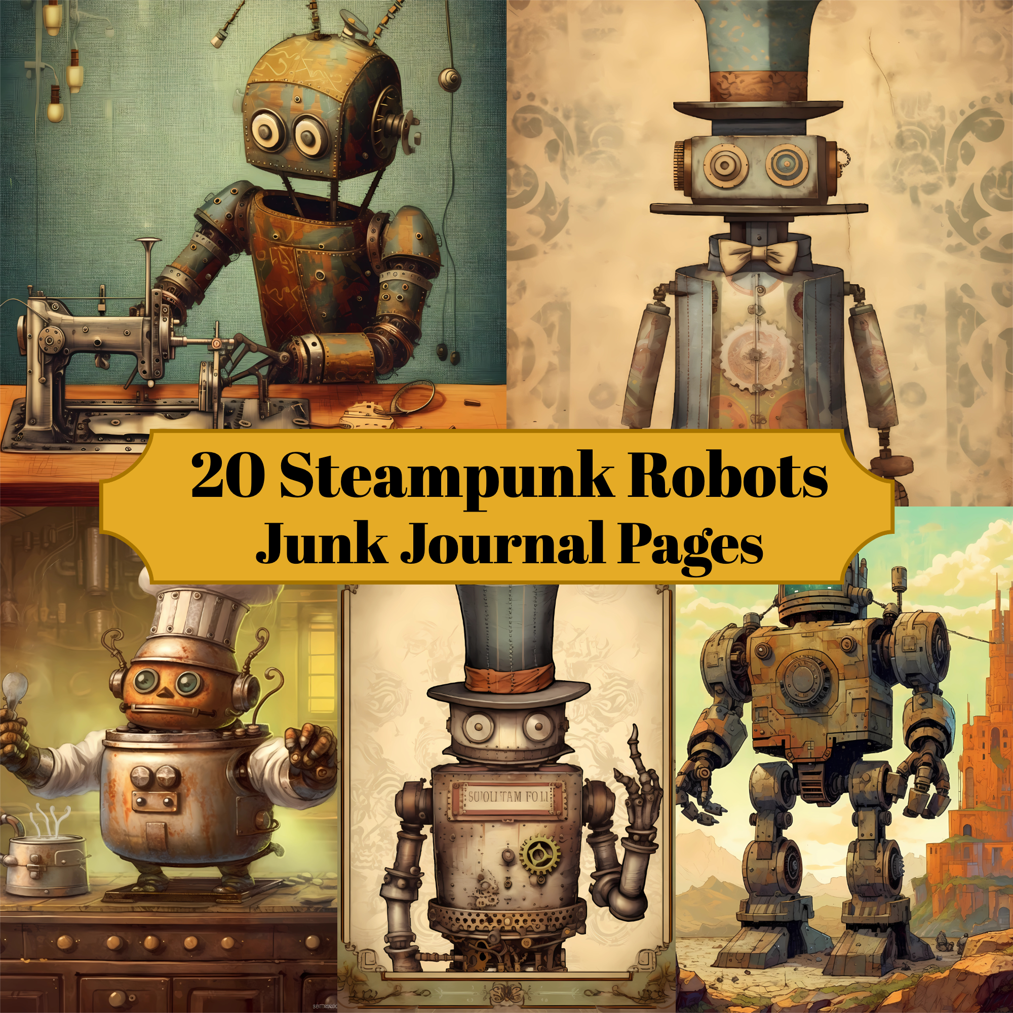 Steampunk Robots Junk Journal Pages - CraftNest