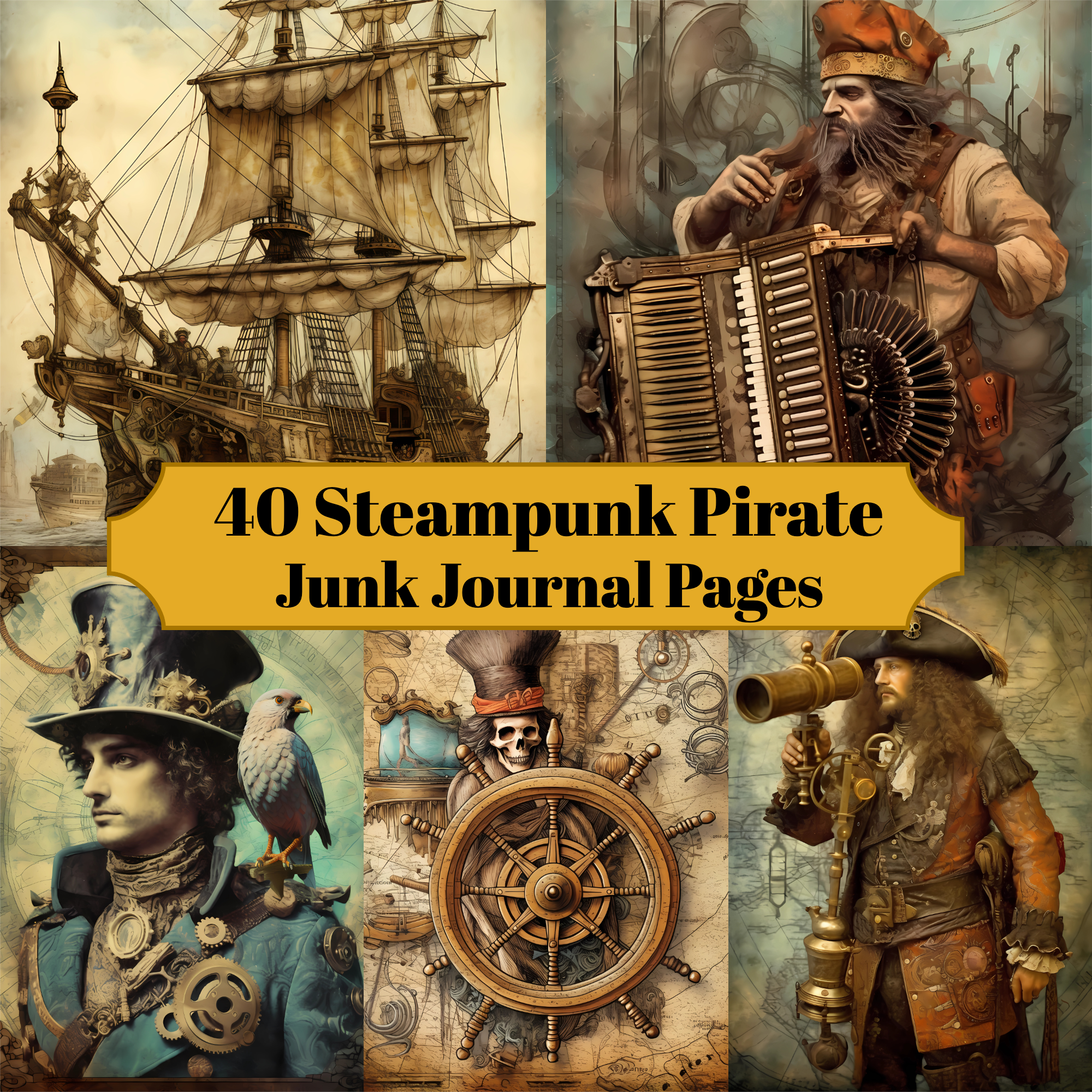 Steampunk Pirates Junk Journal Pages - CraftNest