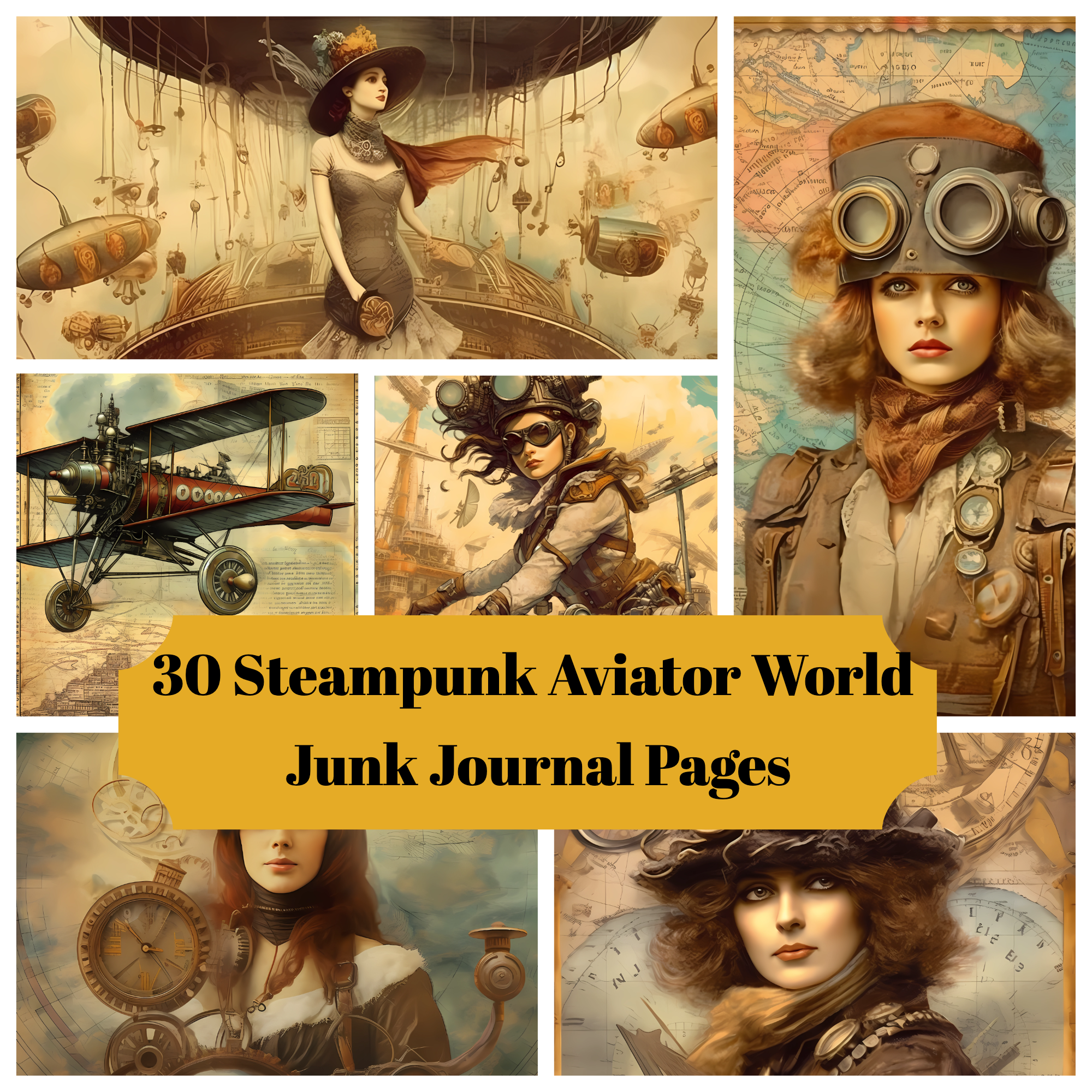Steampunk Aviator World Junk Journal Pages - CraftNest