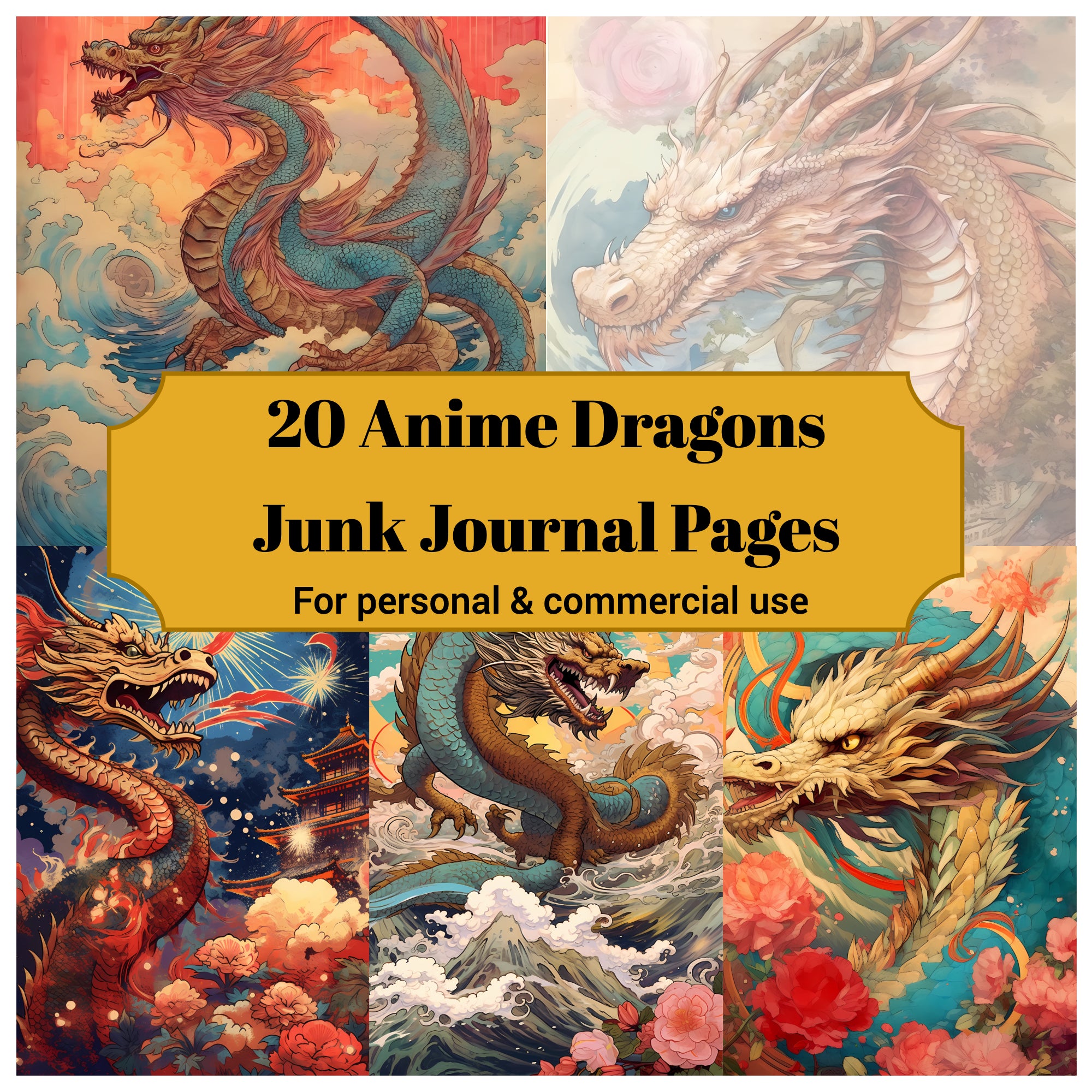 Manga Anime Dragons Junk Journal Pages - CraftNest