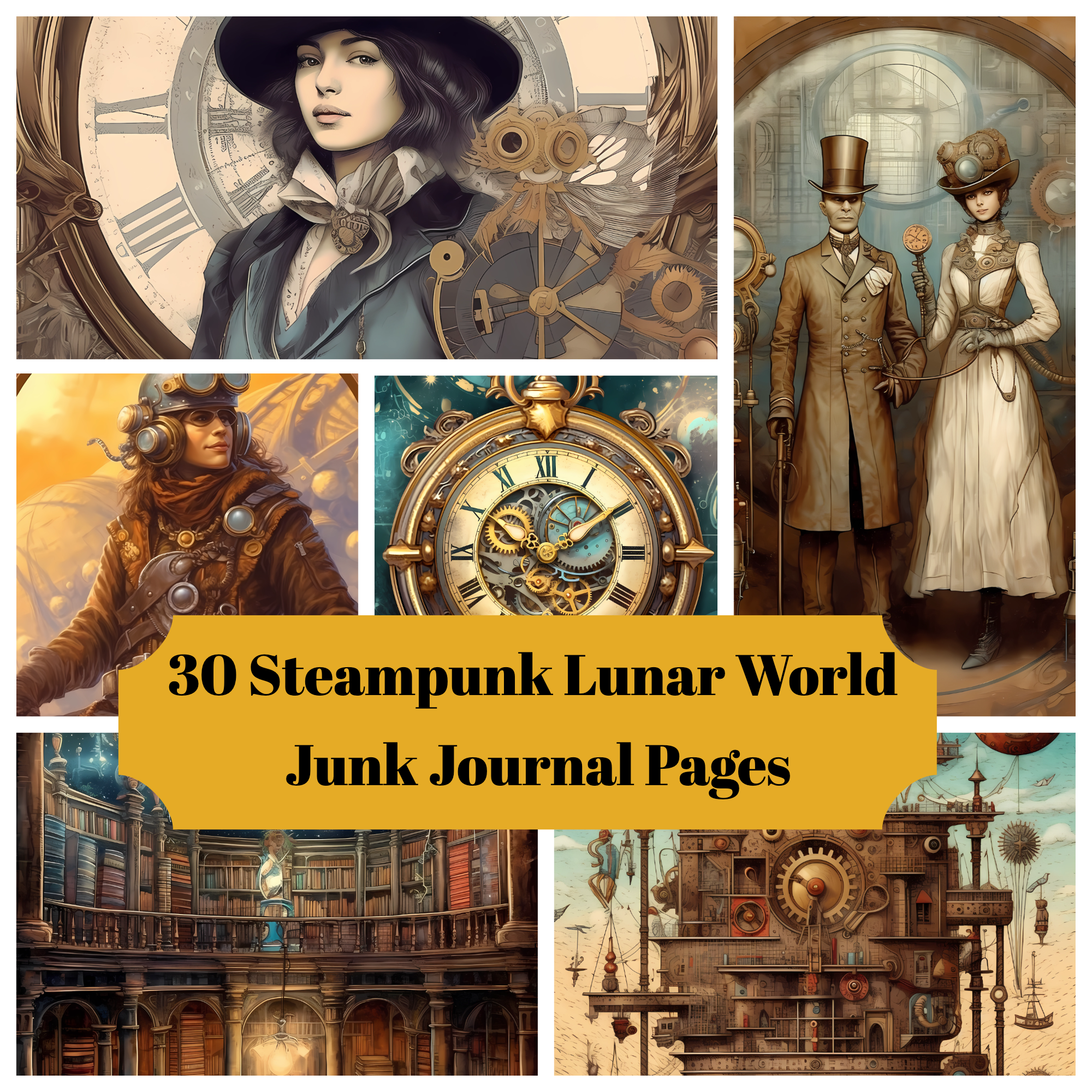 Steampunk Lunar World Junk Journal Pages - CraftNest