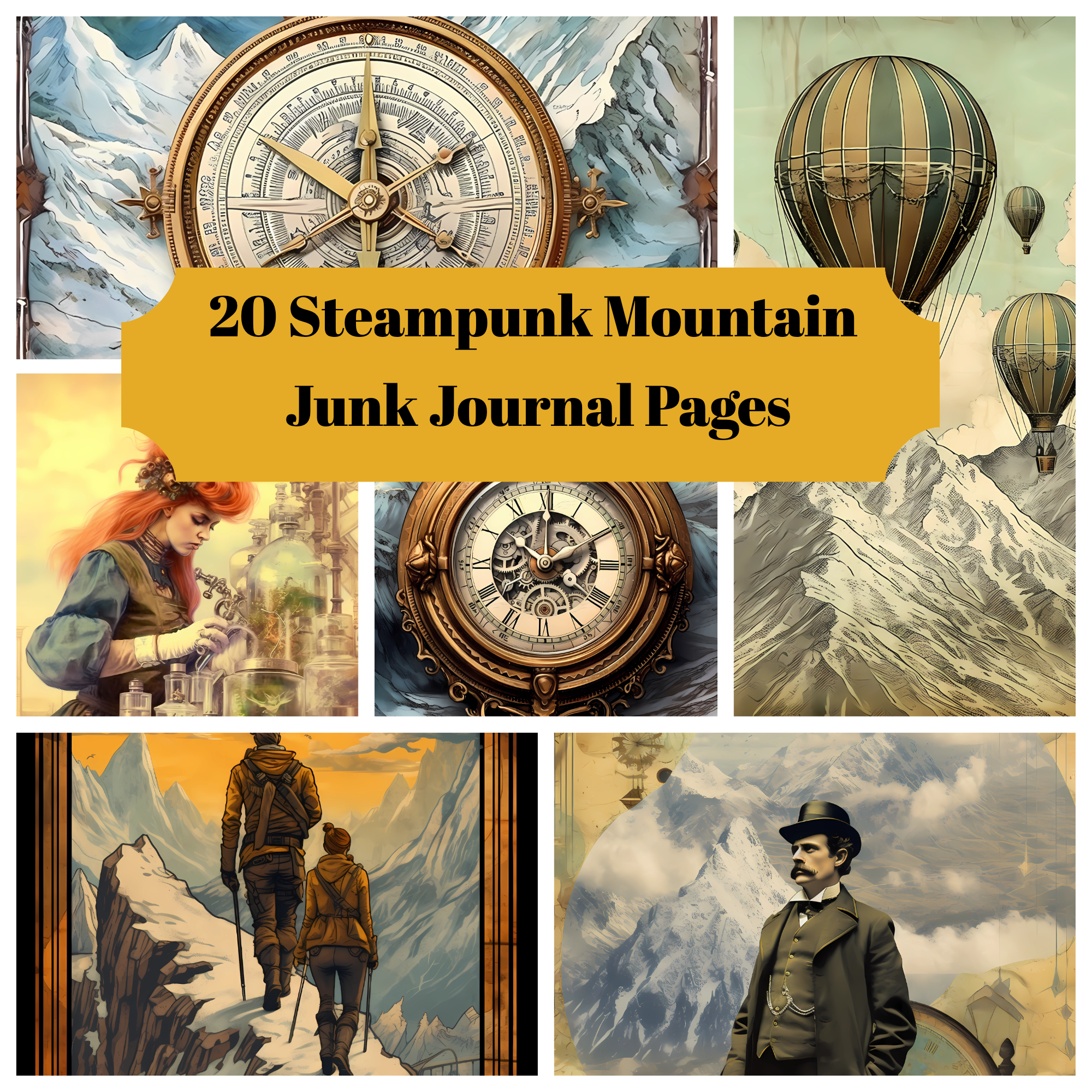 Steampunk Mountain World Junk Journal Pages - CraftNest