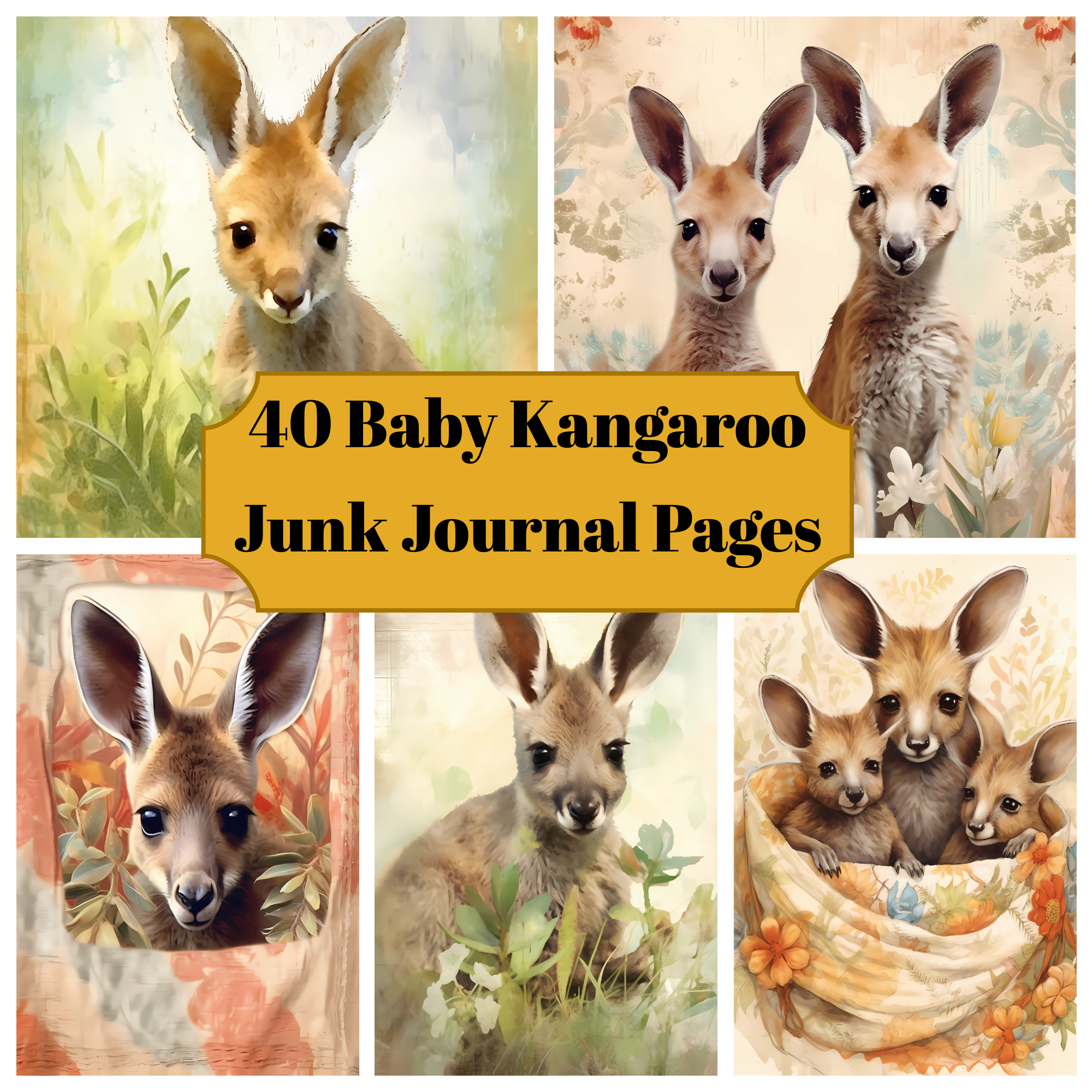 Baby Kangaroos Junk Journal Pages - CraftNest