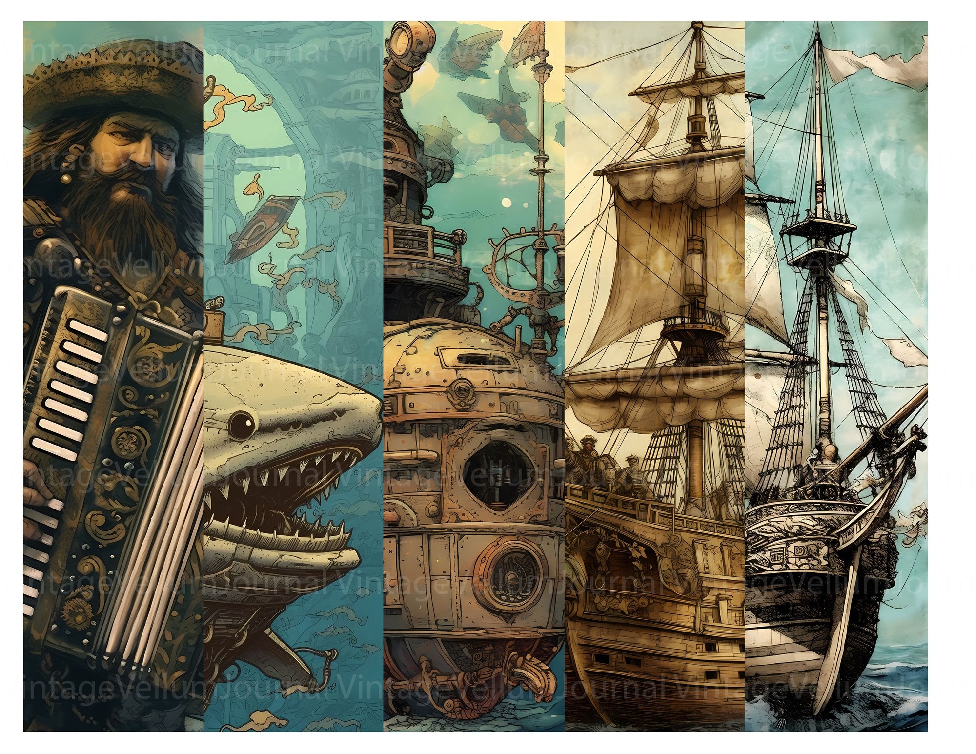 Steampunk Pirates Junk Journal Pages - CraftNest