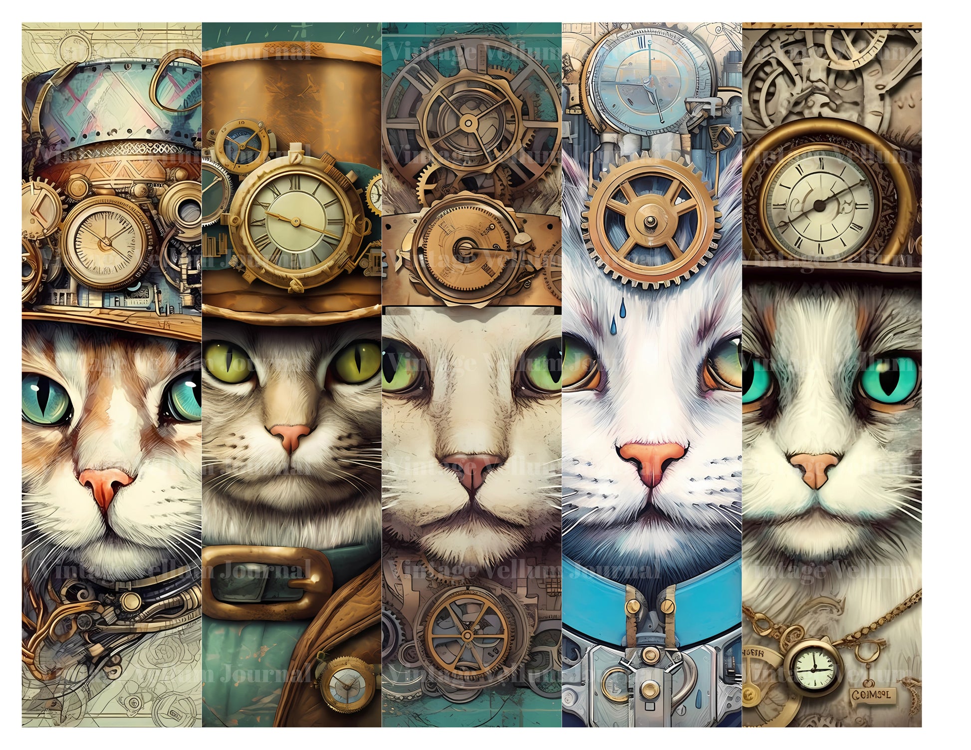 Steampunk Cats Junk Journal Pages - CraftNest