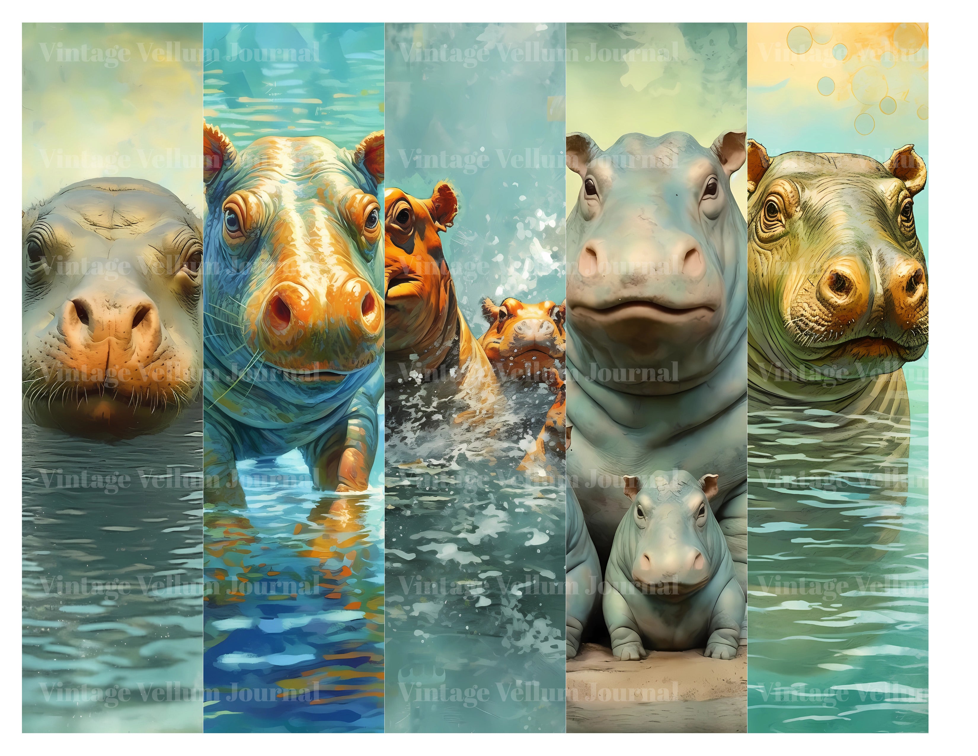 Baby Hippos Junk Journal Pages - CraftNest