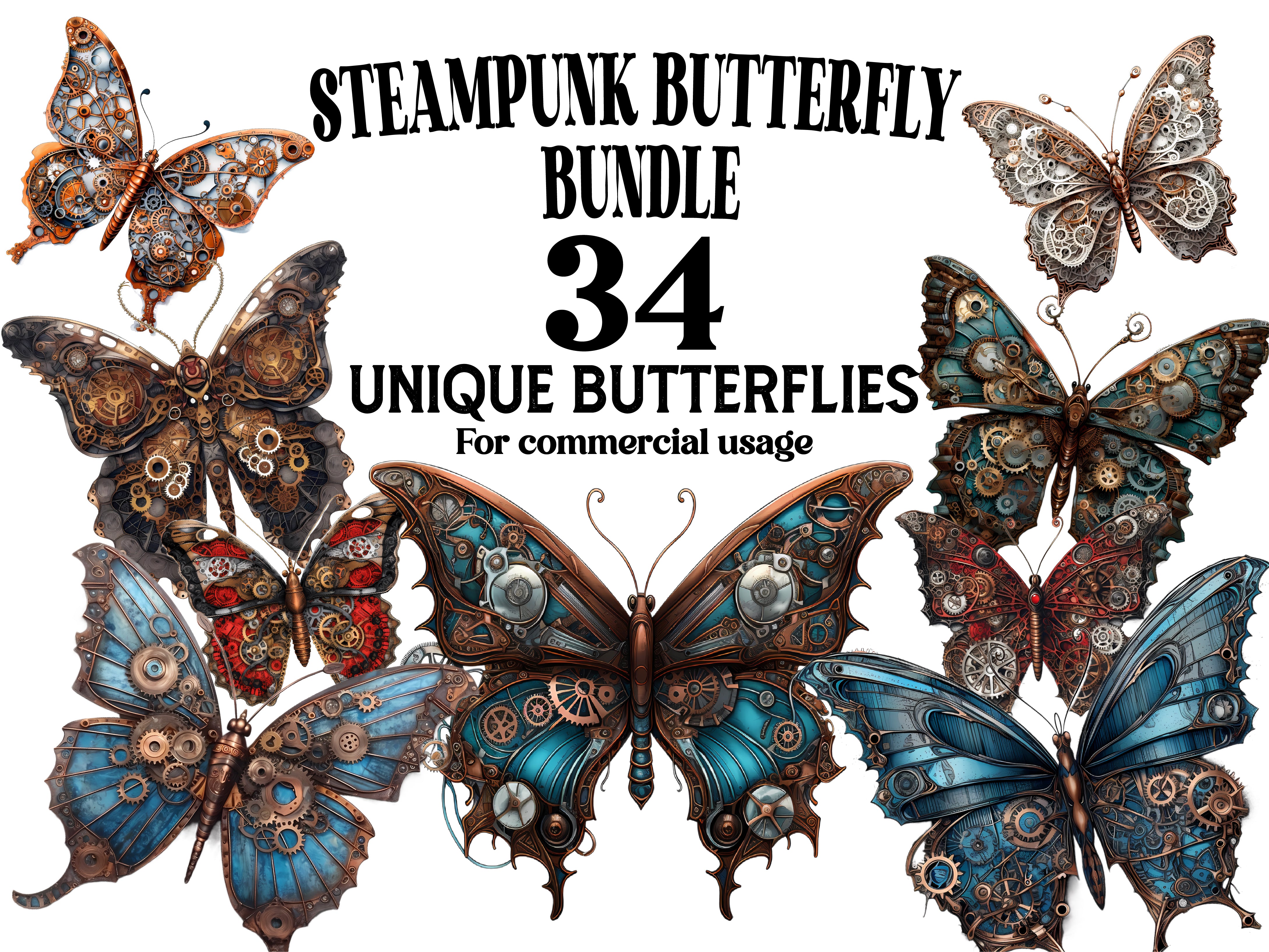 Steampunk Butterfly Clipart - CraftNest