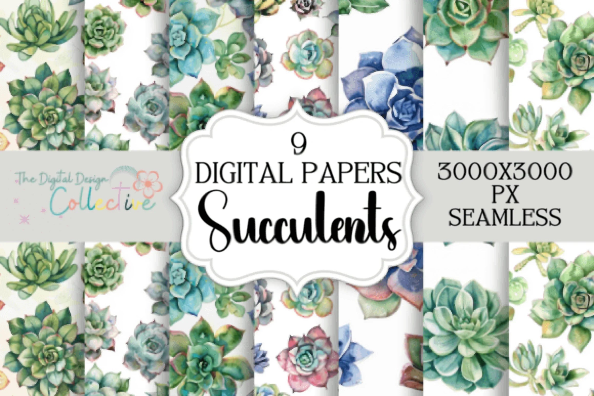 Cacti and Succulents Seamless Digital Paper