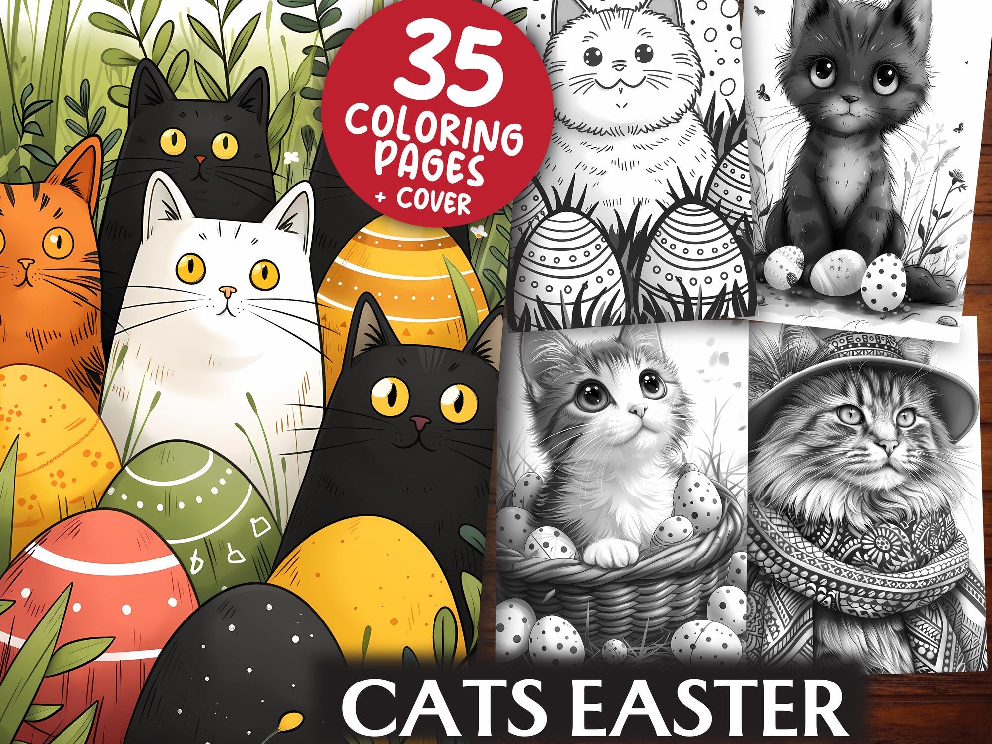 Cats Easter Coloring Books - CraftNest