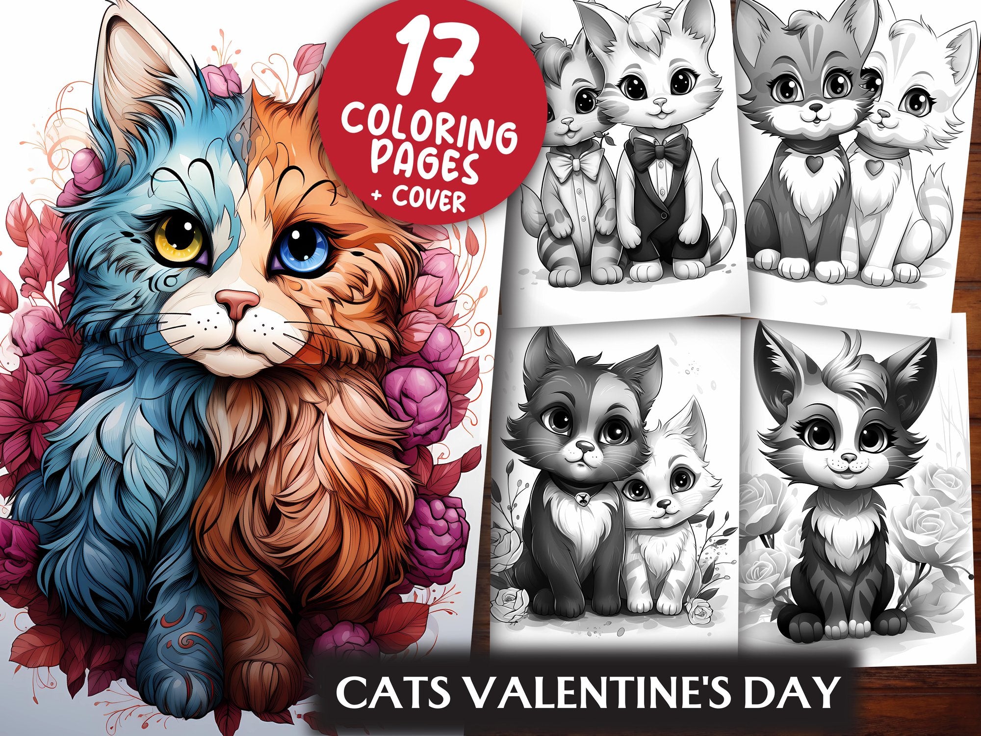 Cats Valentines Day Coloring Books - CraftNest