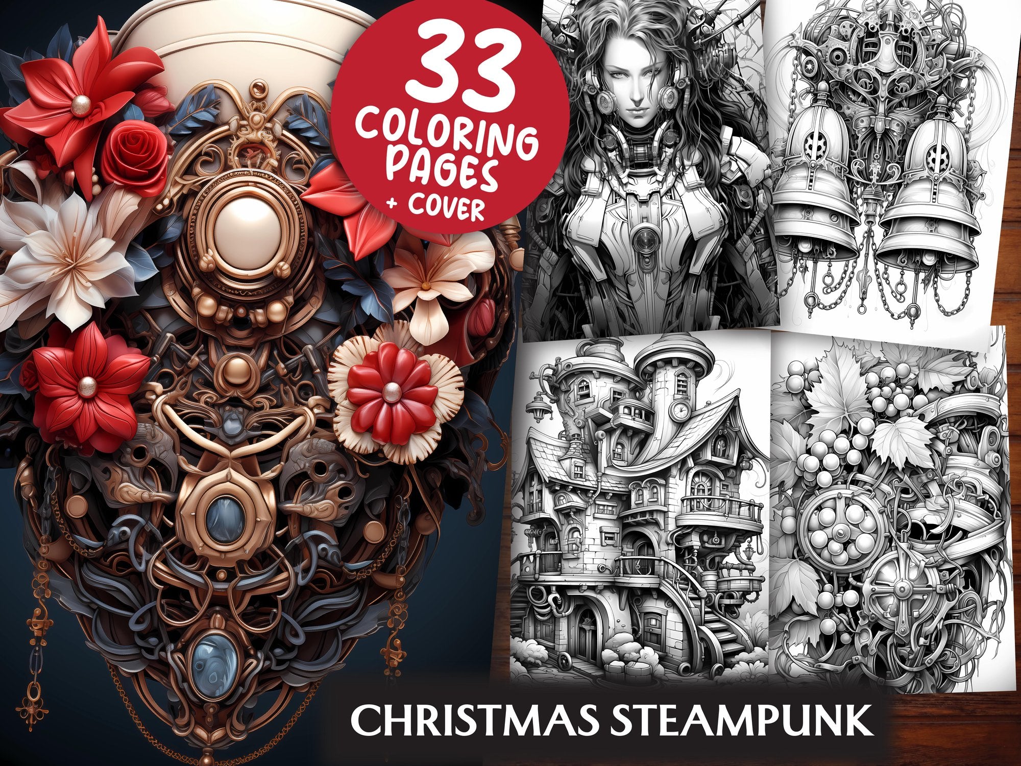 Christmas Steampunk Coloring Books - CraftNest