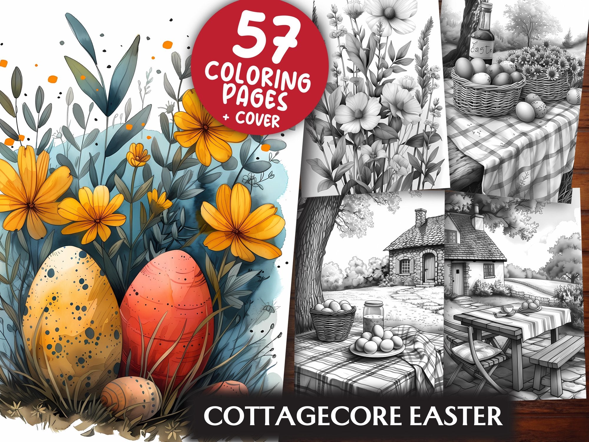 Cottagecore Easter Coloring Books - CraftNest