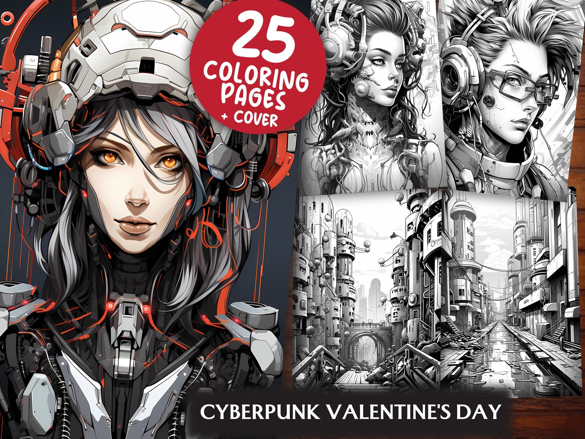 Cyberpunk Valentines Day Coloring Books - CraftNest