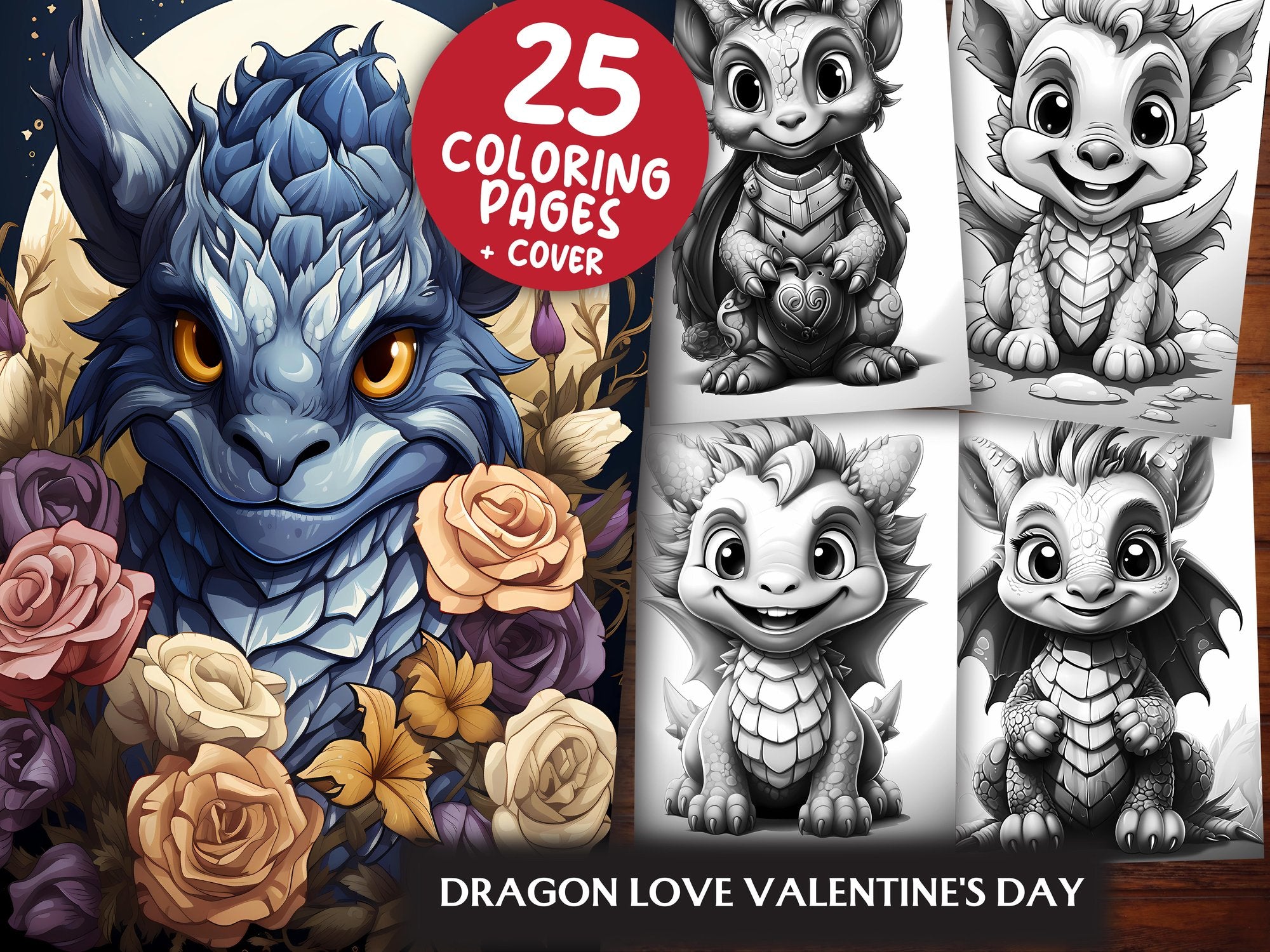 Dragon Love Valentines Day Coloring Books - CraftNest