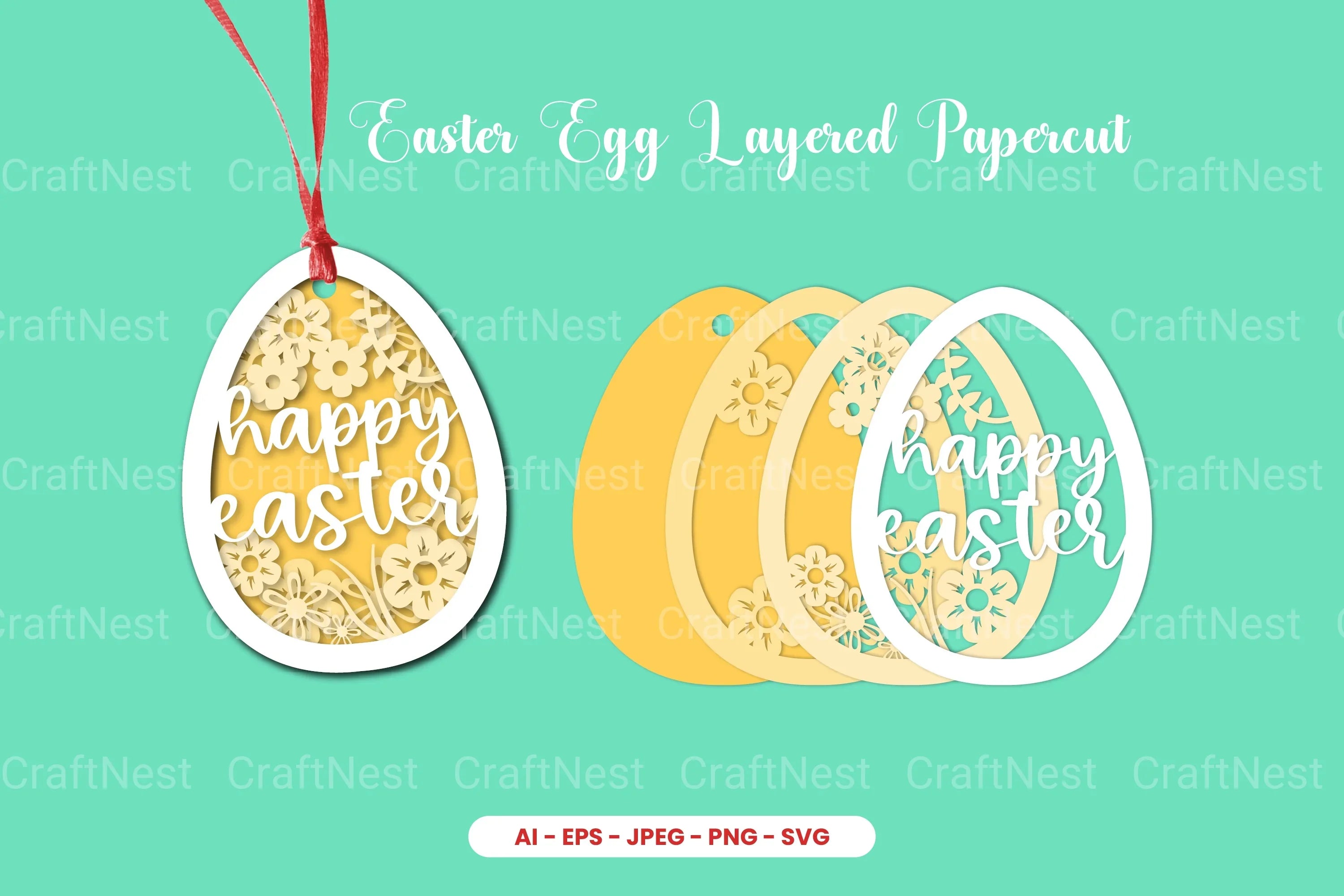 Easter Egg Layered Papercut SVG Bundle