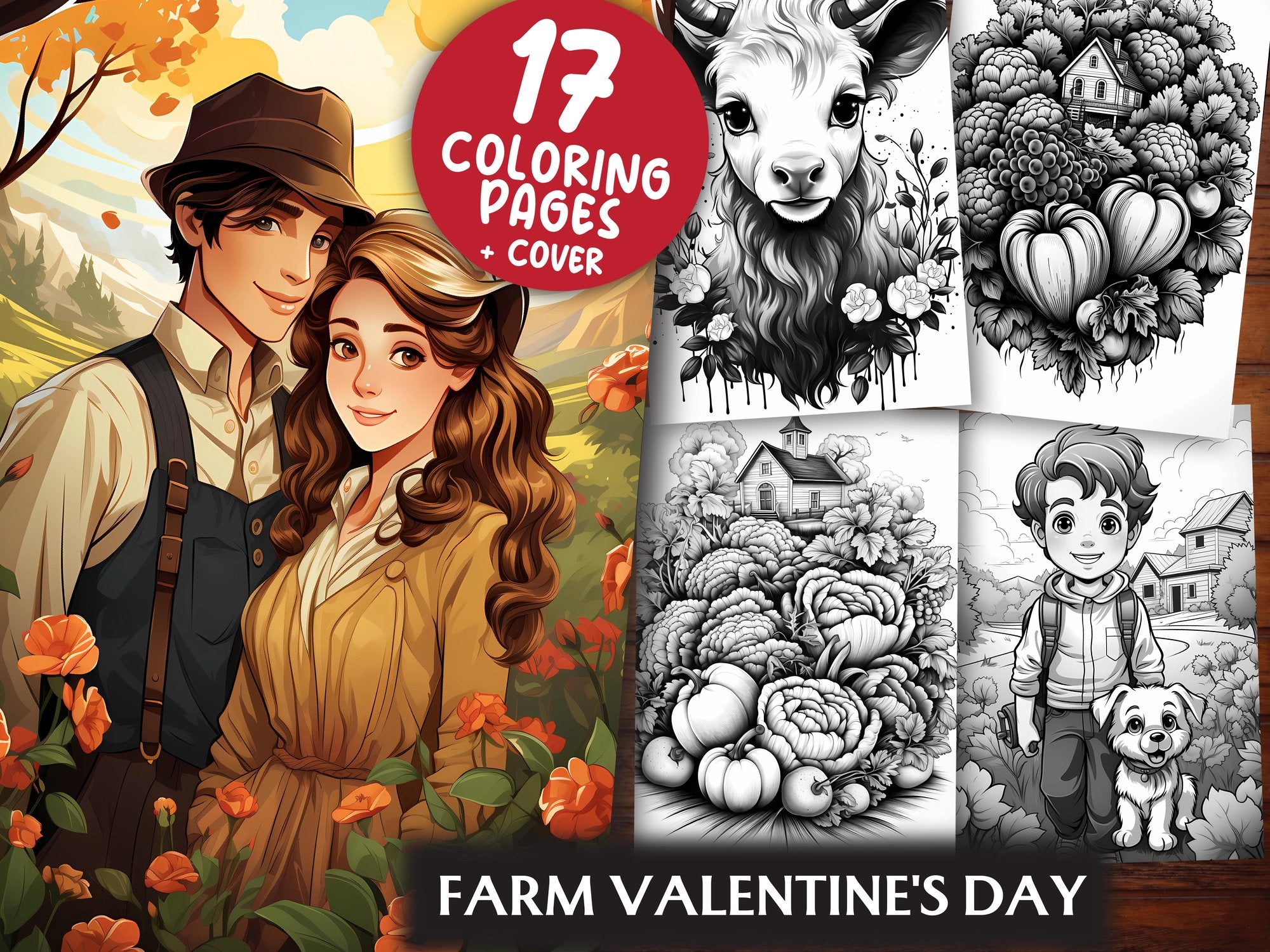 Farm Valentines Day Coloring Books - CraftNest