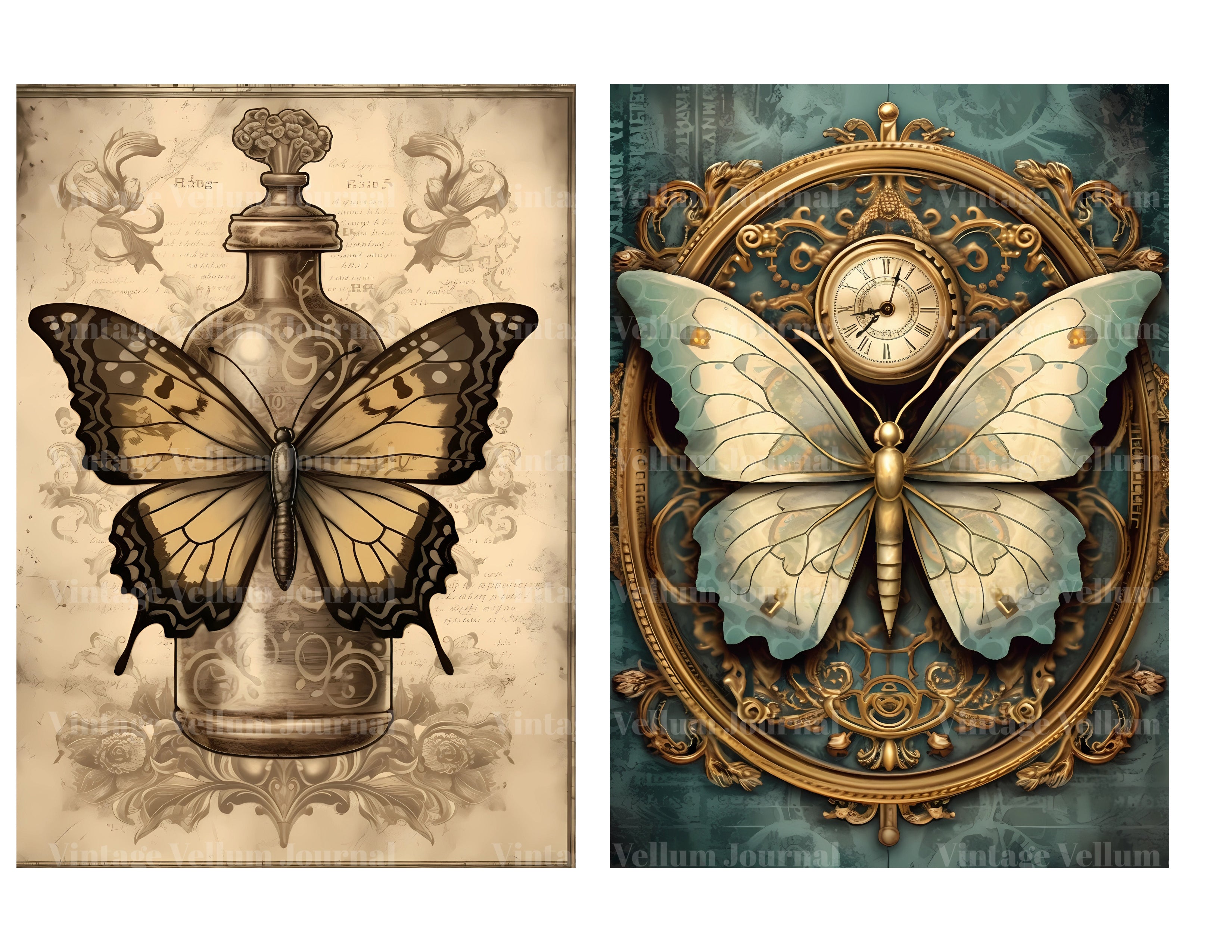 Steampunk Butterfly Junk Journal Pages - CraftNest