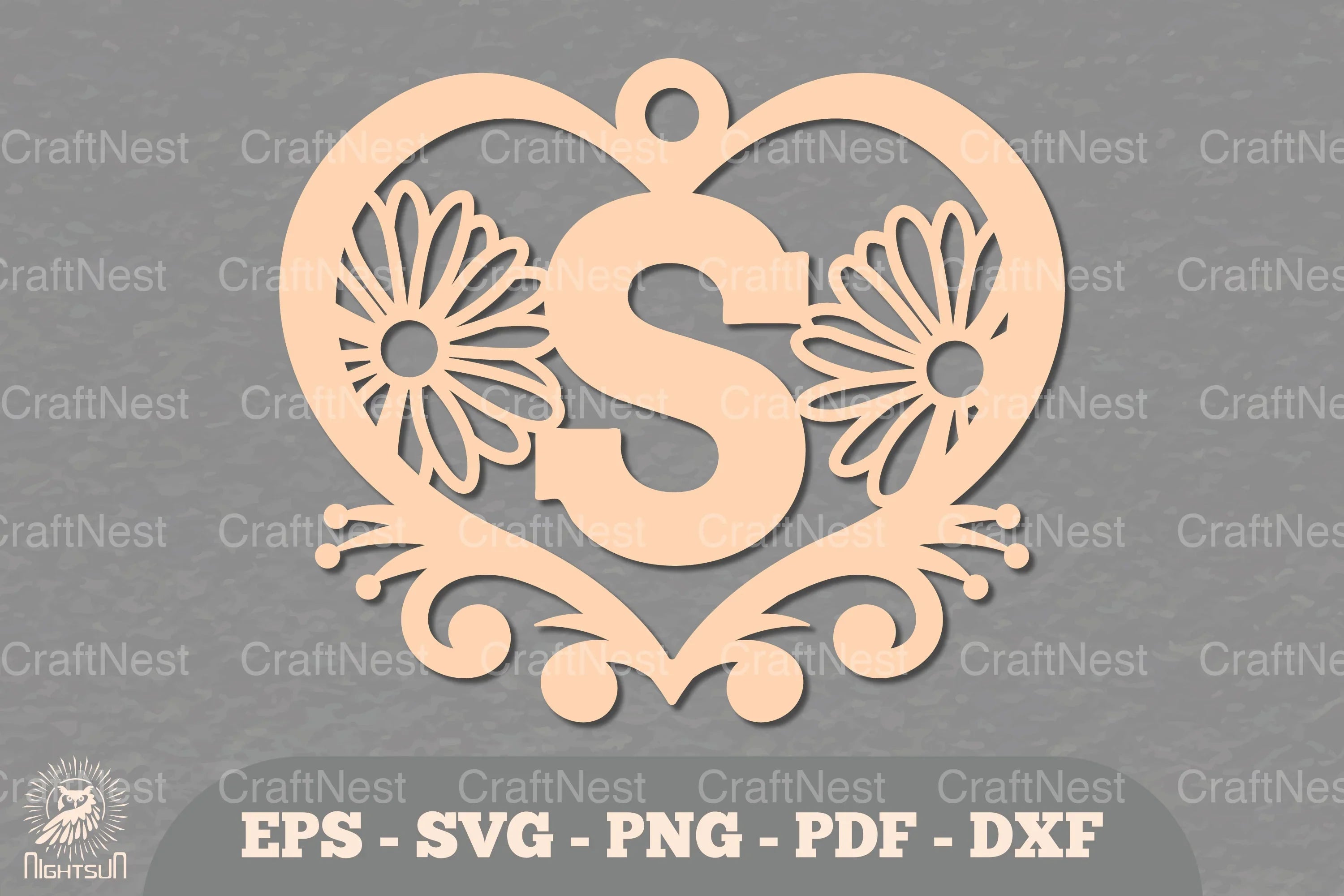 Flower Heart Alphabet Ornament - Letter S Clipart Bundle