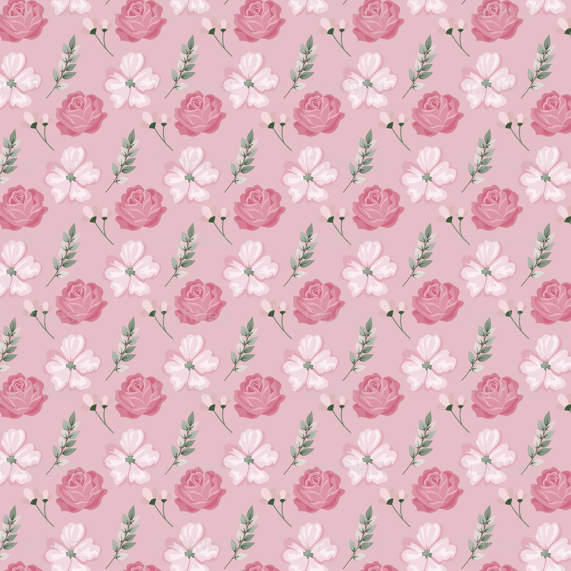 Watercolor Flowers Seamless Digital Paper