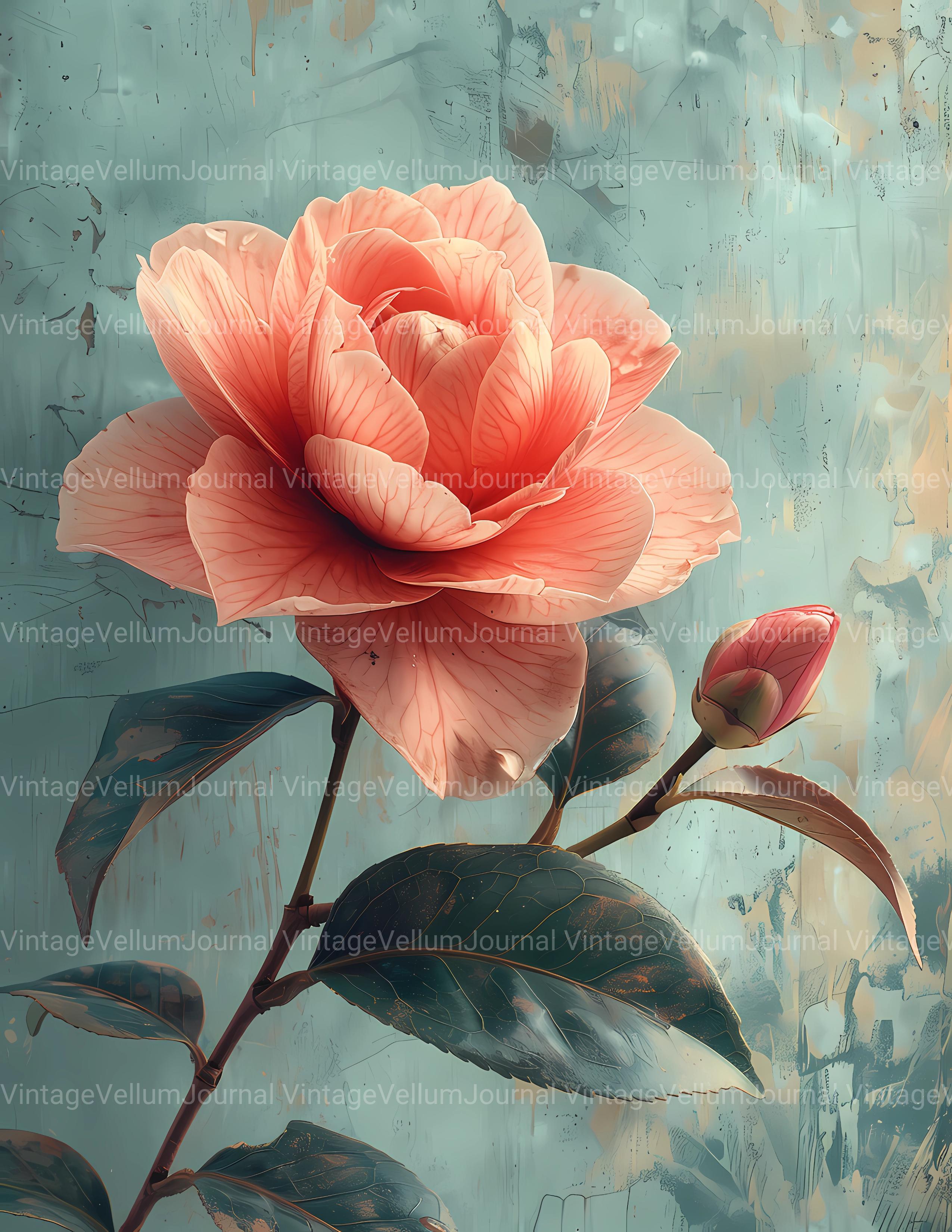 Camellias Flowers Junk Journal Pages - CraftNest