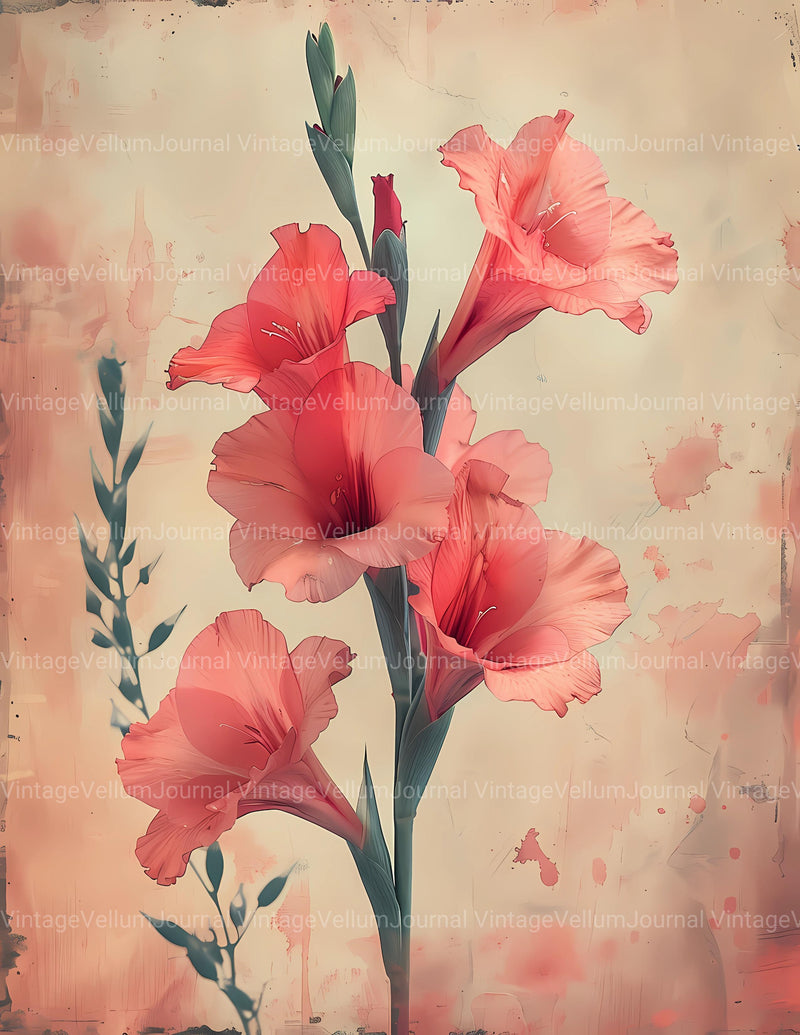 Gladiolus Flowers Junk Journal Pages - CraftNest