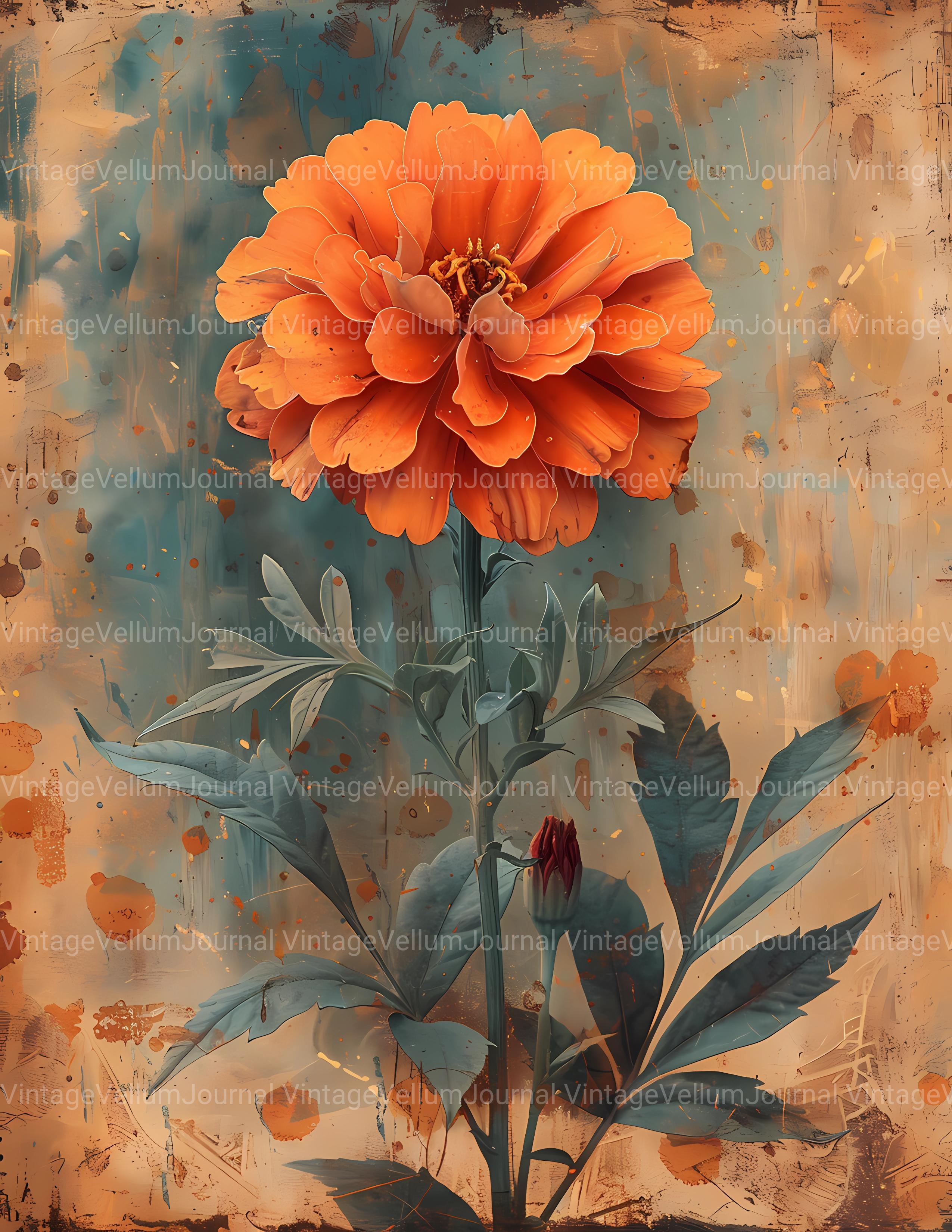 Marigolds Flowers Junk Journal Pages - CraftNest