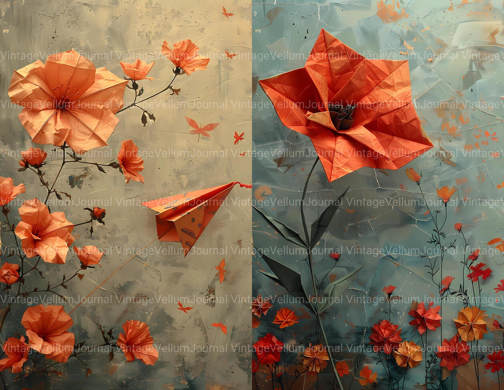 Origami Flowers Junk Journal Pages - CraftNest