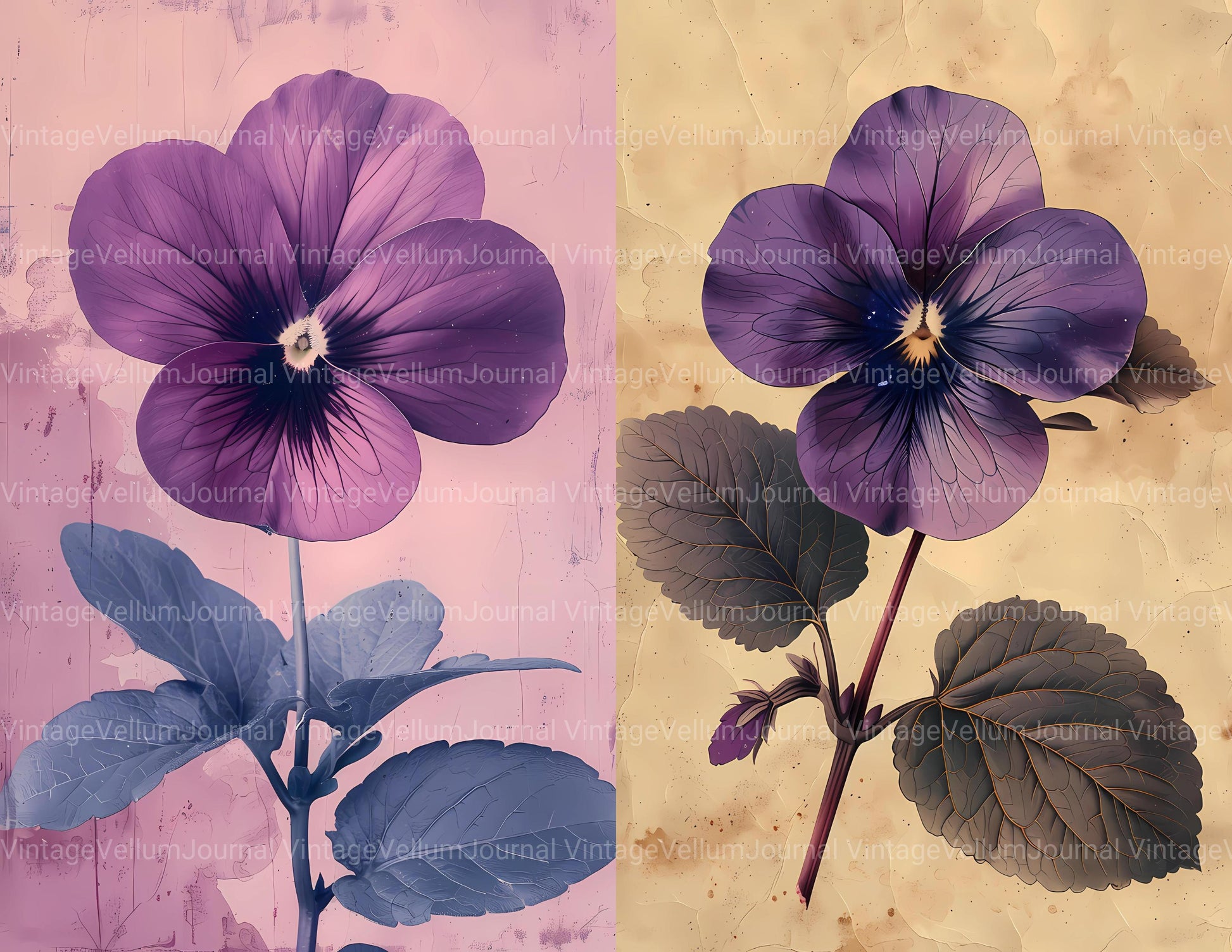 Violets Flowers Junk Journal Pages - CraftNest