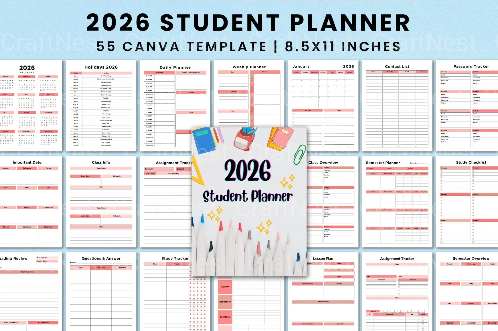 Student Planner Template on Canva