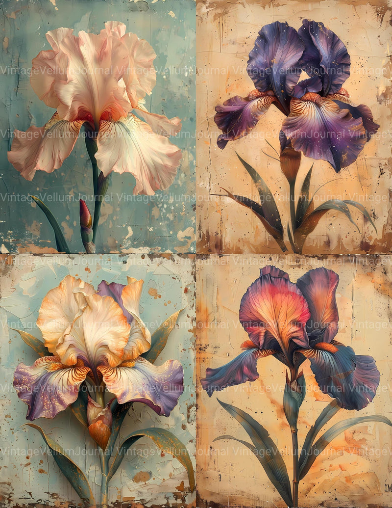 Irises Flowers Junk Journal Pages - CraftNest