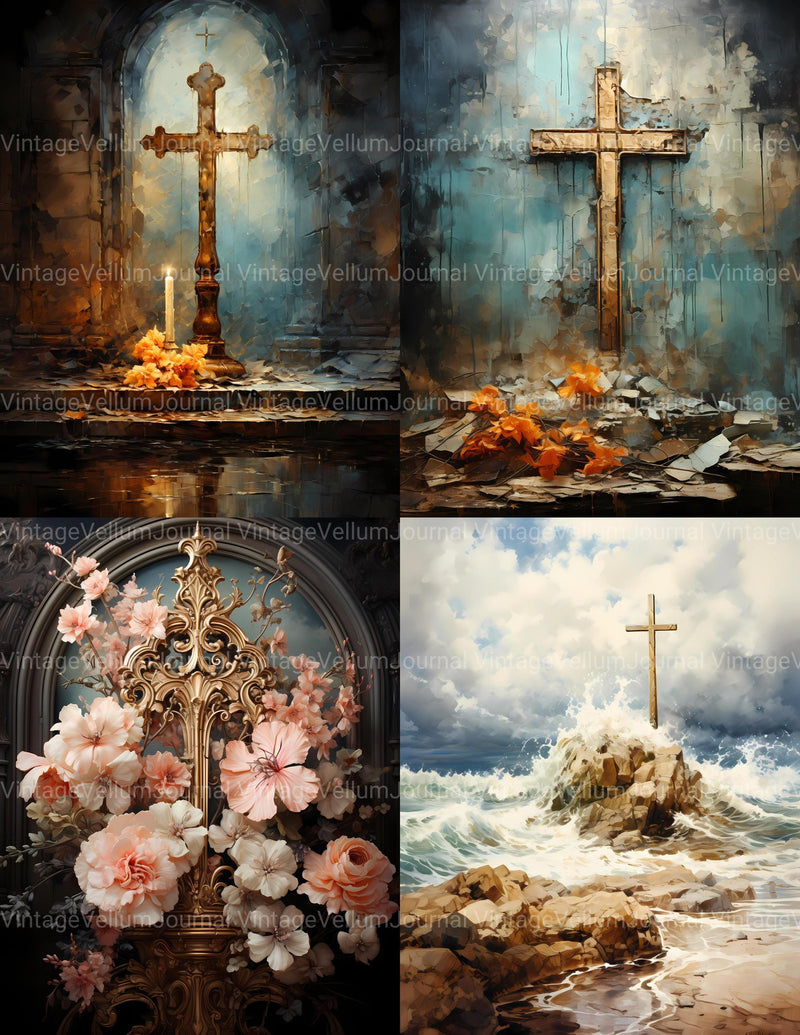 Stylized Crosses Junk Journal Pages - CraftNest