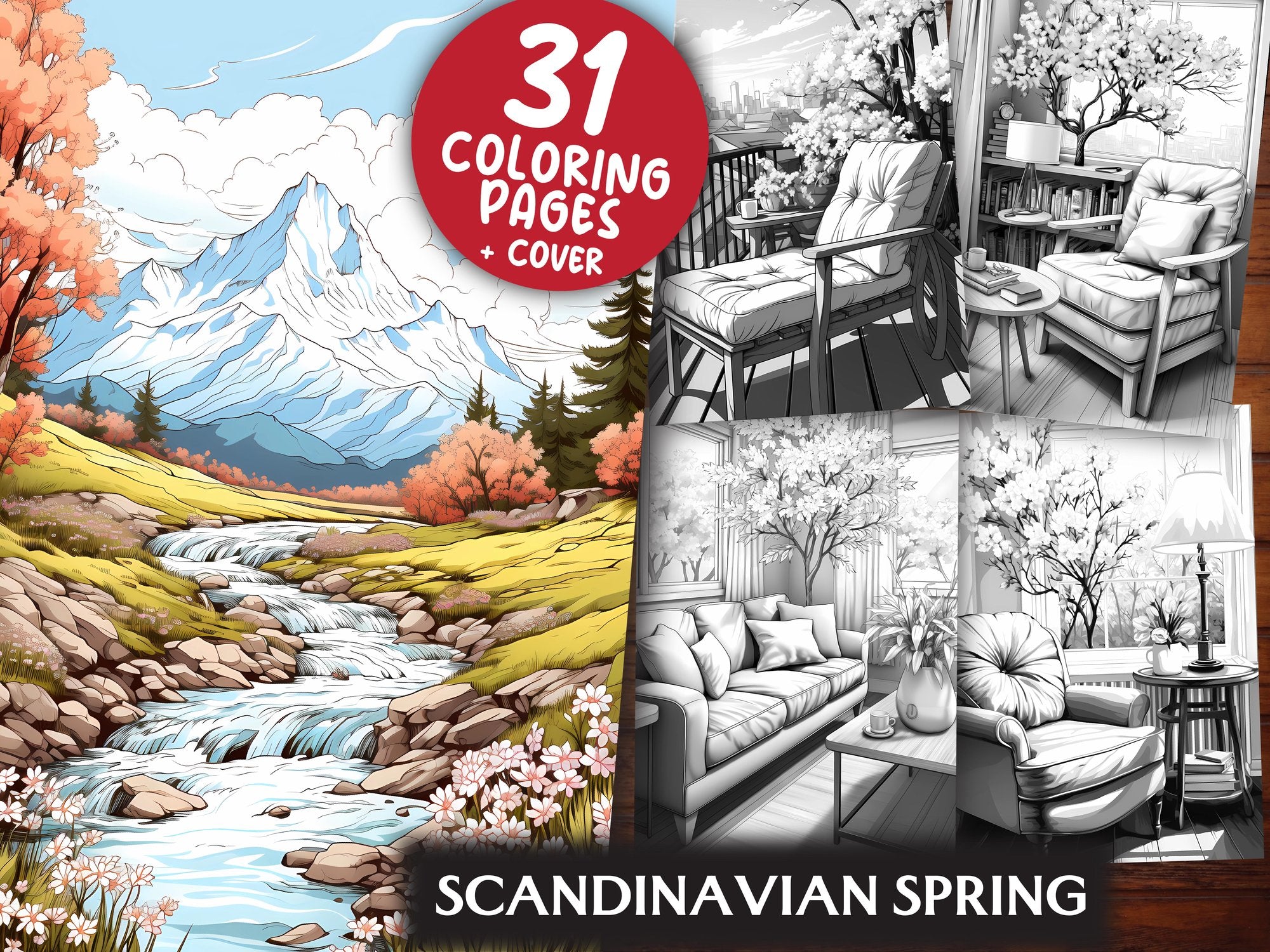 Scandinavian Spring Coloring Books - CraftNest