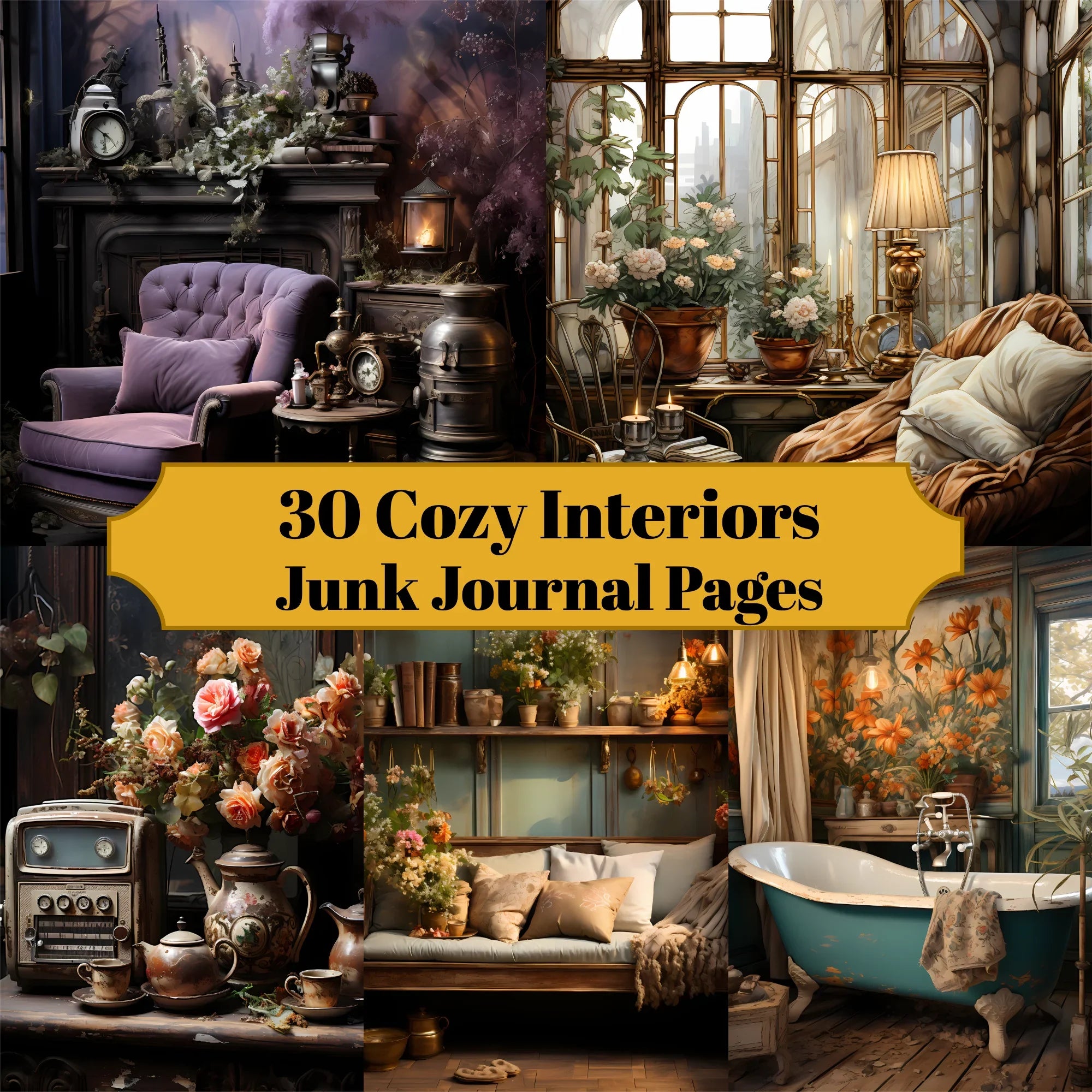 Cozy Interiors Junk Journal Pages