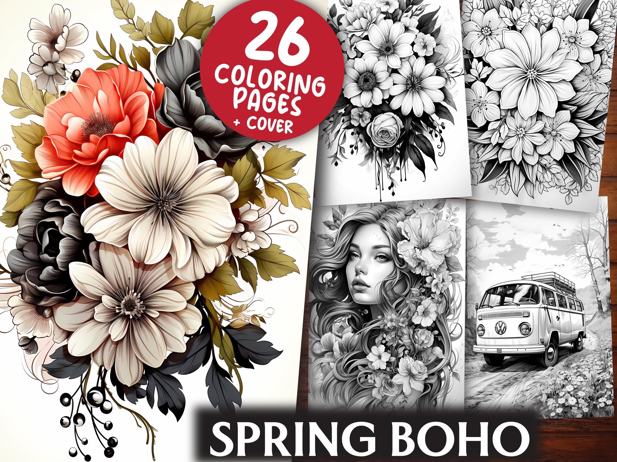 Spring Boho Coloring Books - CraftNest